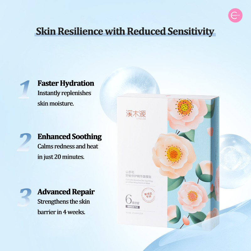SIMPCARE Soothing Facial Mask for Sensitive Skin - Hydrating & Redness Relief - 10 Pack - Perfect for Post-Sun Care & Daily Skincare Routine
