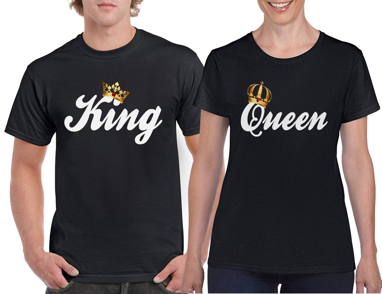 King & Queen Matching Couple T-Shirts - His & Her Love Tees for Anniversaries, Valentine's Day & Romantic Date Nights