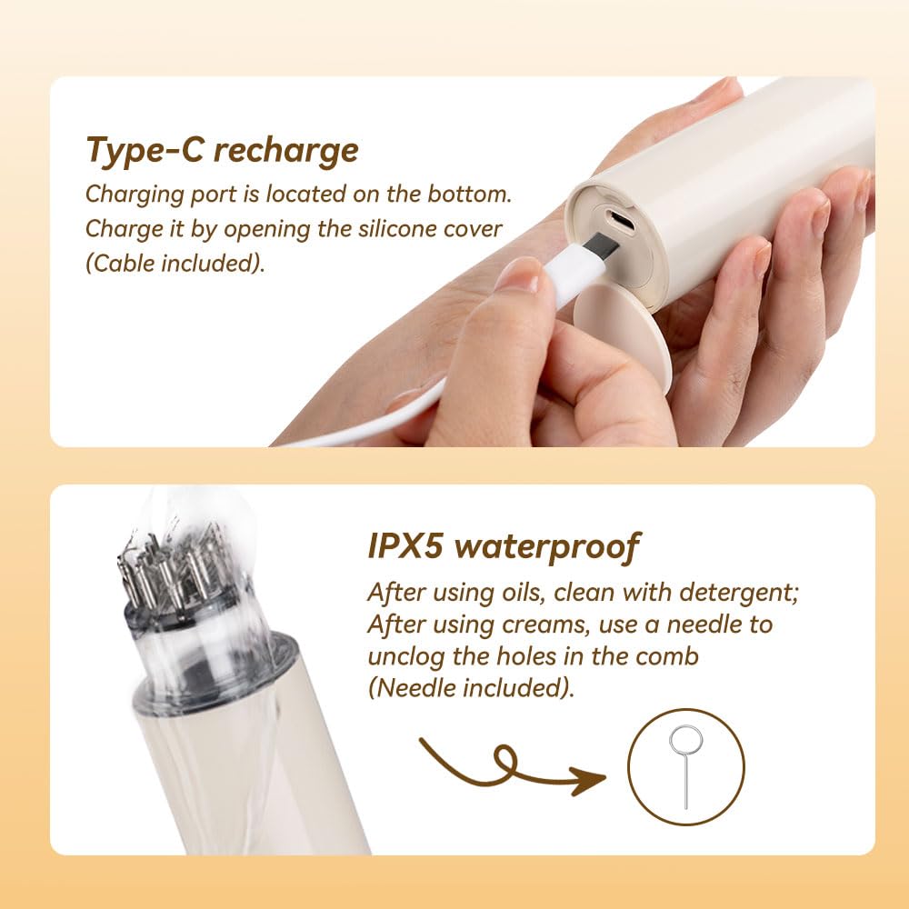 Electric Hair Oil Applicator & Scalp Massager 2-in-1 - Automatic Essential Oil Dispensing Brush for Hair Growth & Scalp Care - Handheld Hair Serum Applicator with Massage Comb - Perfect for Home Hair Treatments & Salon Use