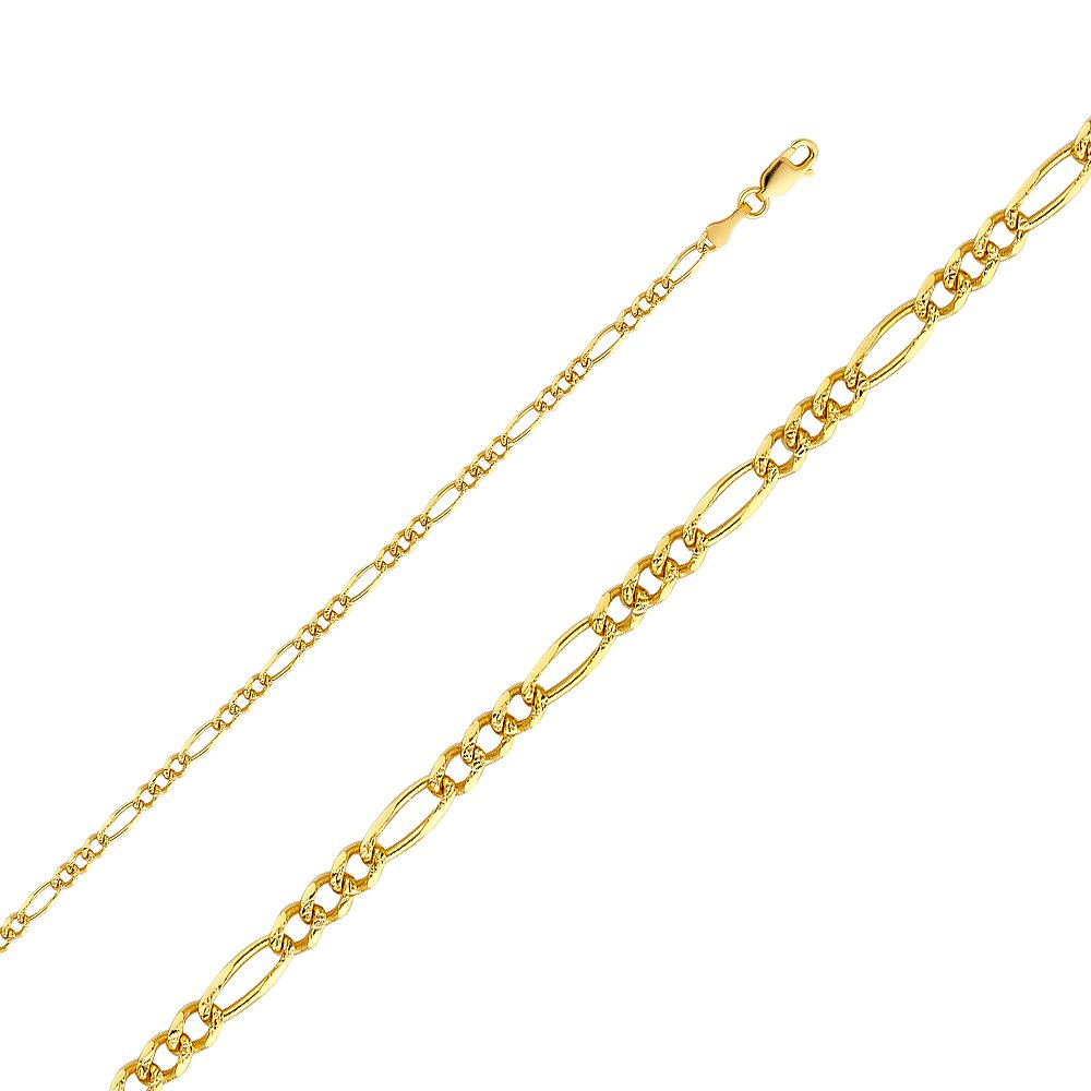 14K Solid Gold Figaro Chain Bracelet - Elegant for Daily Wear
