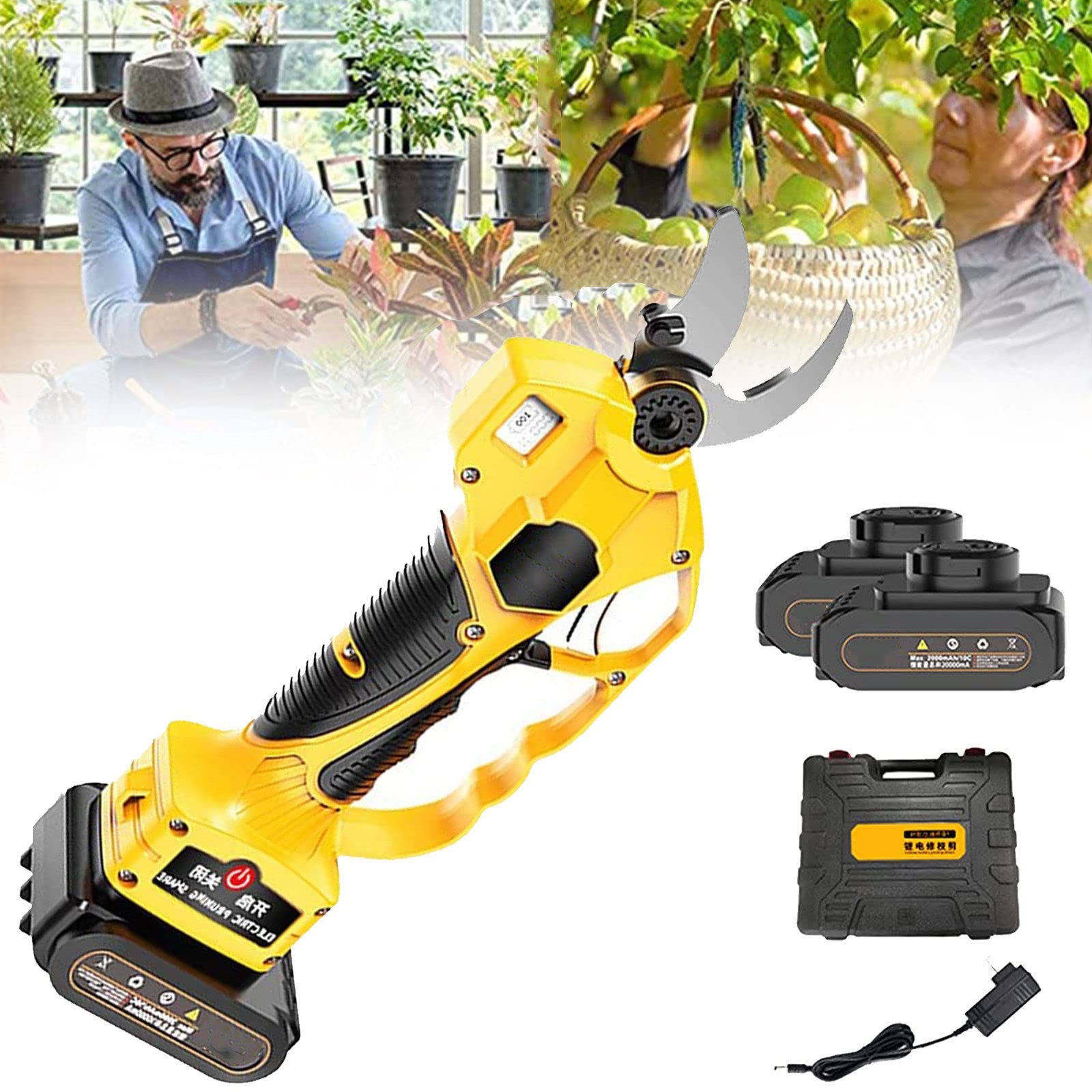 Cordless Electric Pruning Shears - 40mm Max Cutting Diameter for Tree Branch Trimming, Electric Garden Scissors (220V) | Ideal for Gardening, Landscaping, Orchards & Vineyard Maintenance