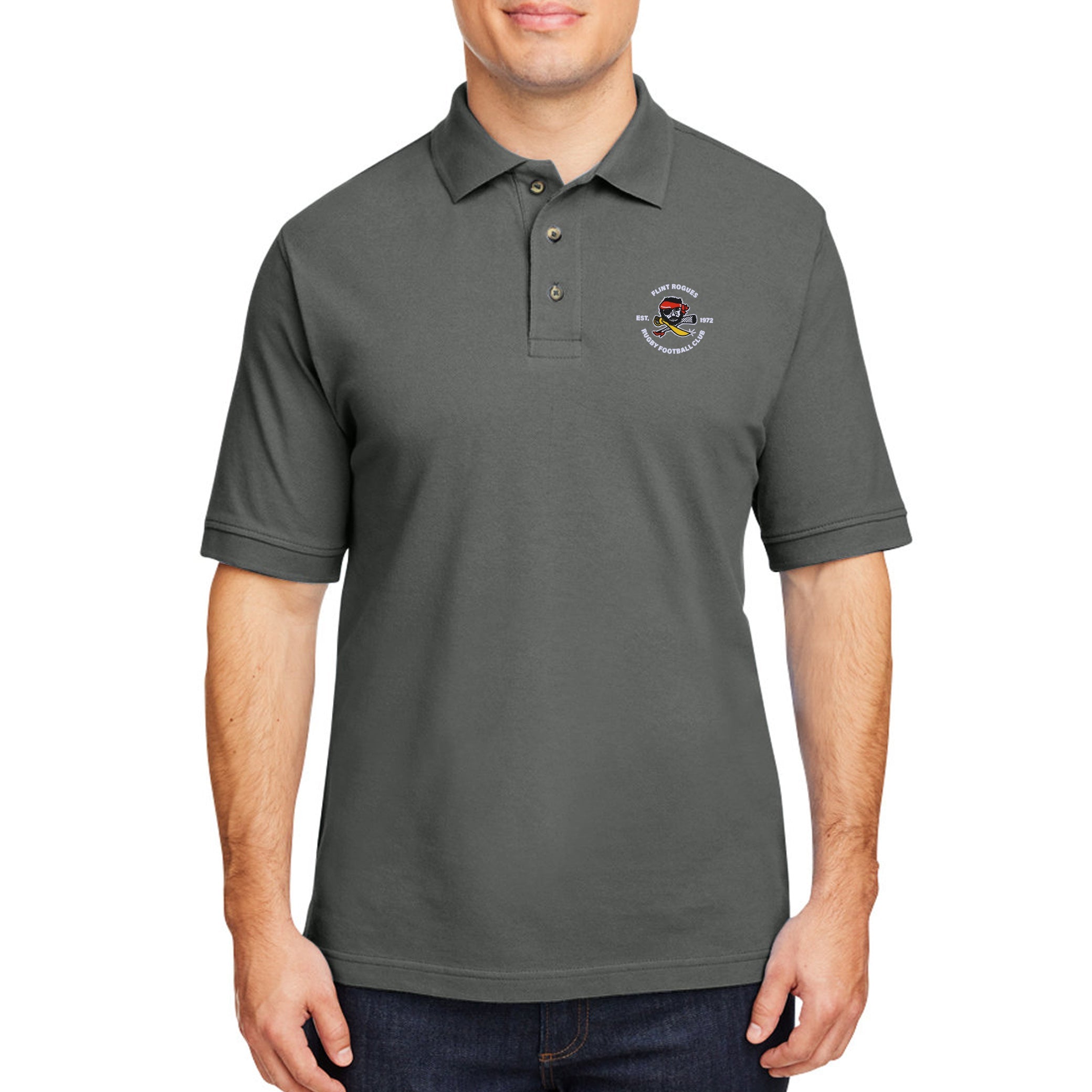Flint Rogues RFC Ringspun Cotton Polo Shirt for Men - Soft, Breathable & Durable - Perfect for Golf, Casual Wear & Outdoor Activities