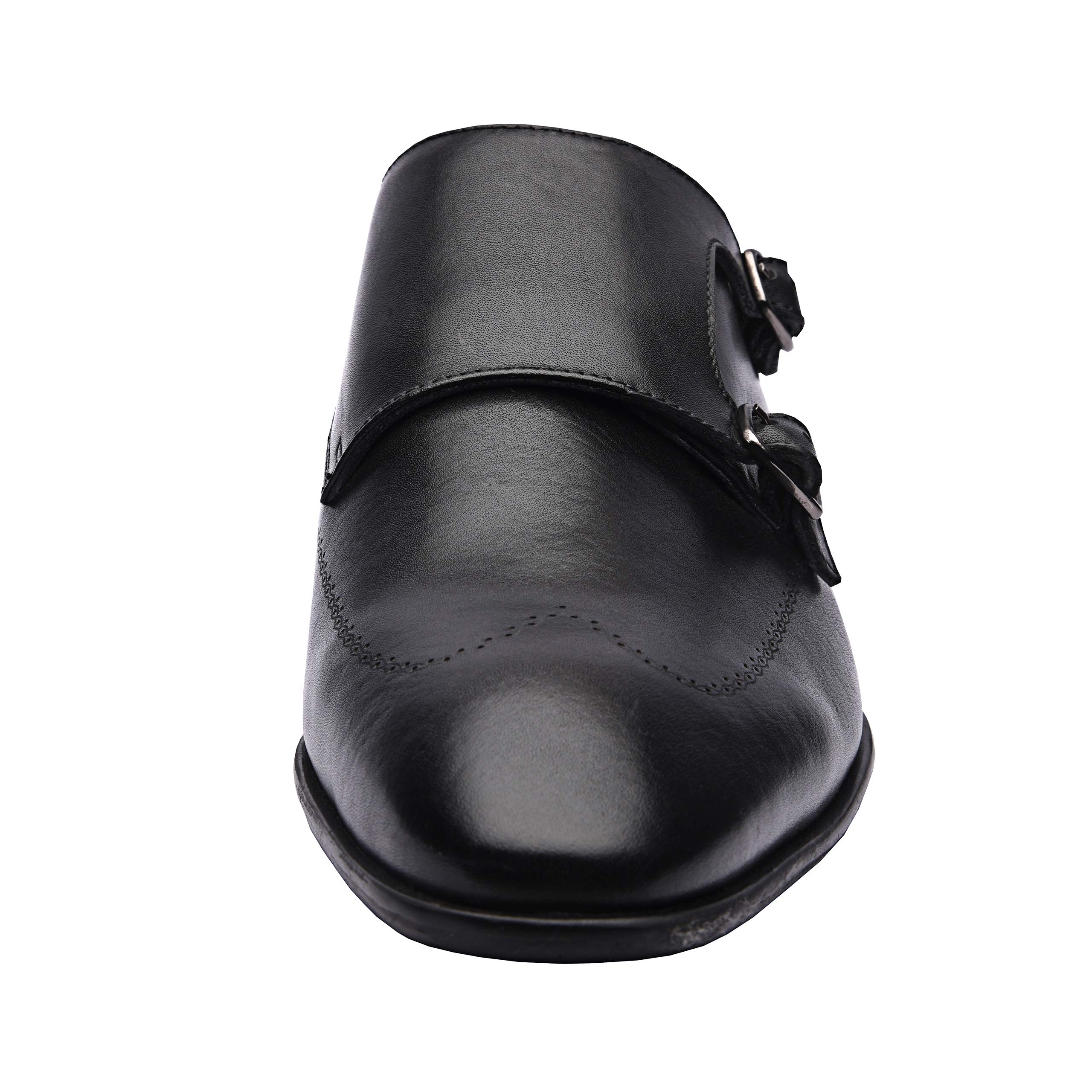 Melvin Men's Luxury Genuine Leather Wingtip Monk Strap Dress Shoes - Handcrafted Formal Business Shoes with Lightweight TPR Sole - Perfect for Weddings, Office & Special Occasions