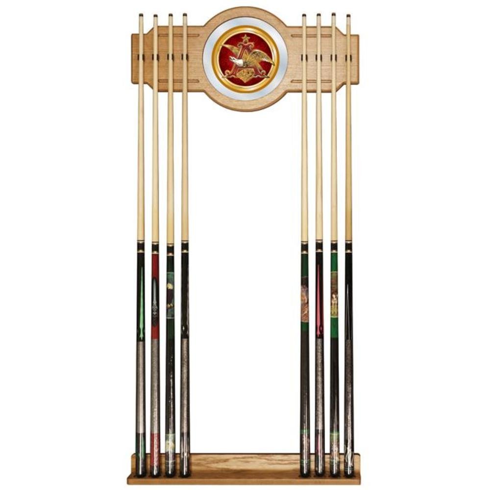 Anheuser Busch Billiard Cue Rack with Mirror - Premium Pool Cue Holder for Billiards Accessories - Perfect for Game Rooms, Bars, and Home Entertainment Spaces
