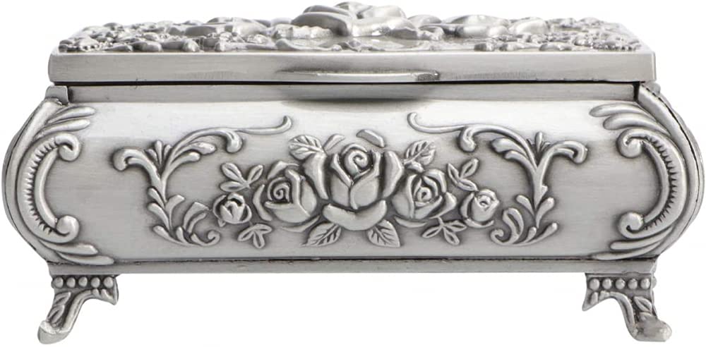 Vintage Zinc Alloy Jewelry Box for Necklace Rings Earrings Bracelets - Elegant Storage & Organizer for Jewelry Collection | Perfect for Gift, Travel & Home Decor