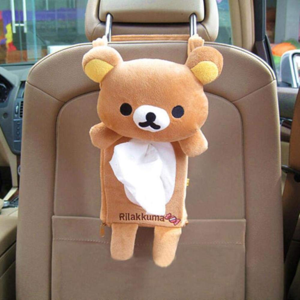 Cute Animal Tissue Box Cover - Bear Design Car & Home Office Napkin Holder (1 Pack) - Perfect for Cars, Desks, and Living Rooms