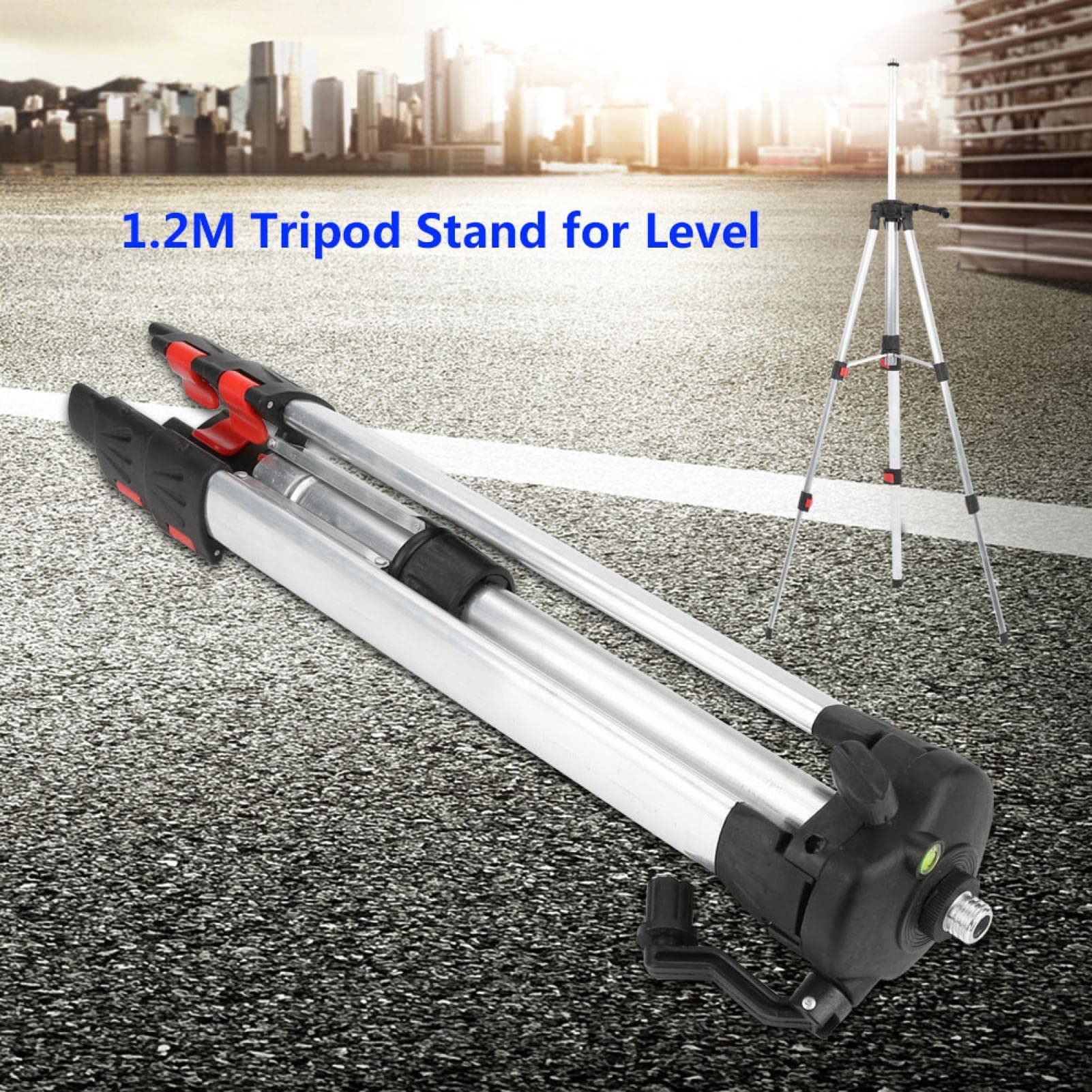 1.2M Aluminum Alloy Self-Leveling Tripod Stand with Carrying Bag - Professional Grade Level Measurement Tool for Surveying, Construction & Industrial Use