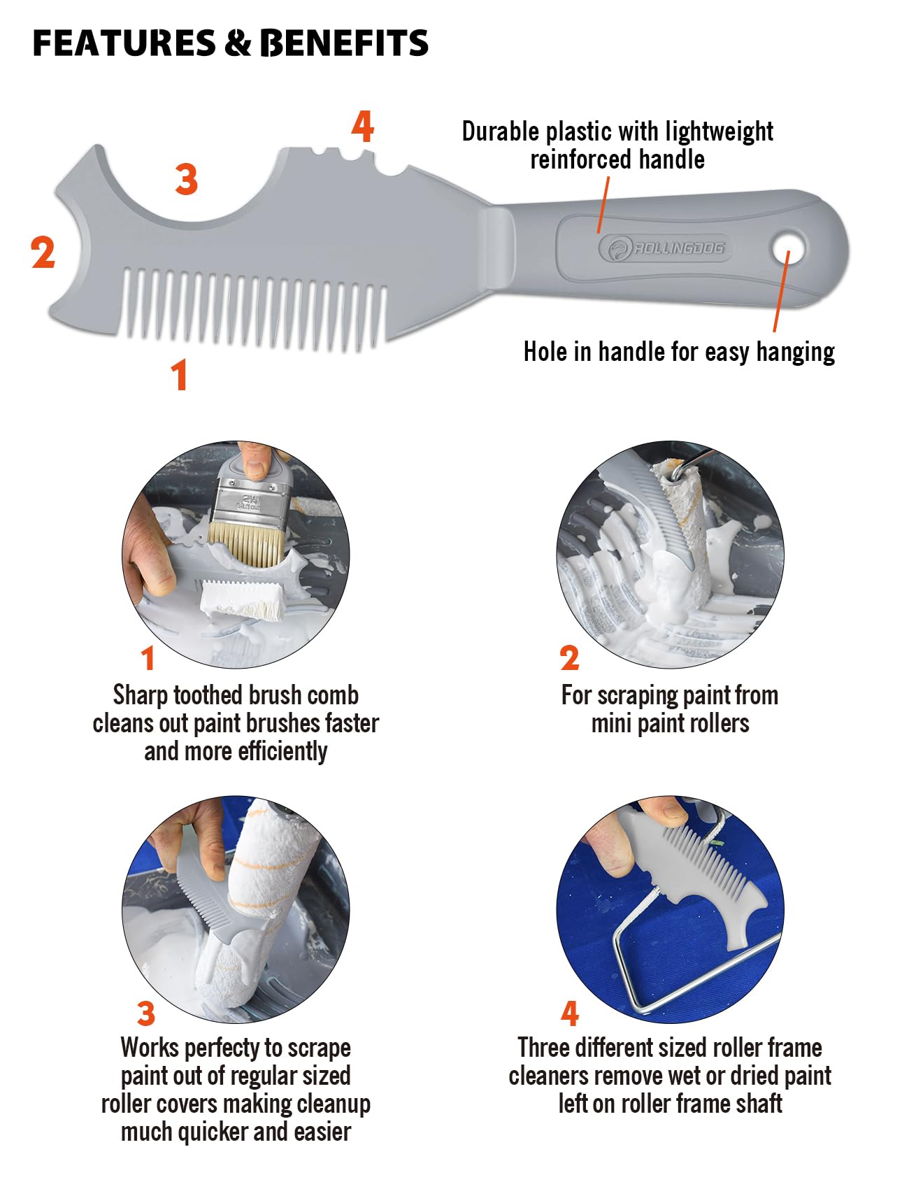 ROLLINGDOG 18 Inch Paint Roller Kit - Includes 18 Inch Frame, 2-3.2 Ft Extension Pole, Paint Bucket with Liners, 2 Microfiber Roller Sleeves & 4 Inch Roller Covers - Perfect for Walls, Ceilings & Large Painting Projects