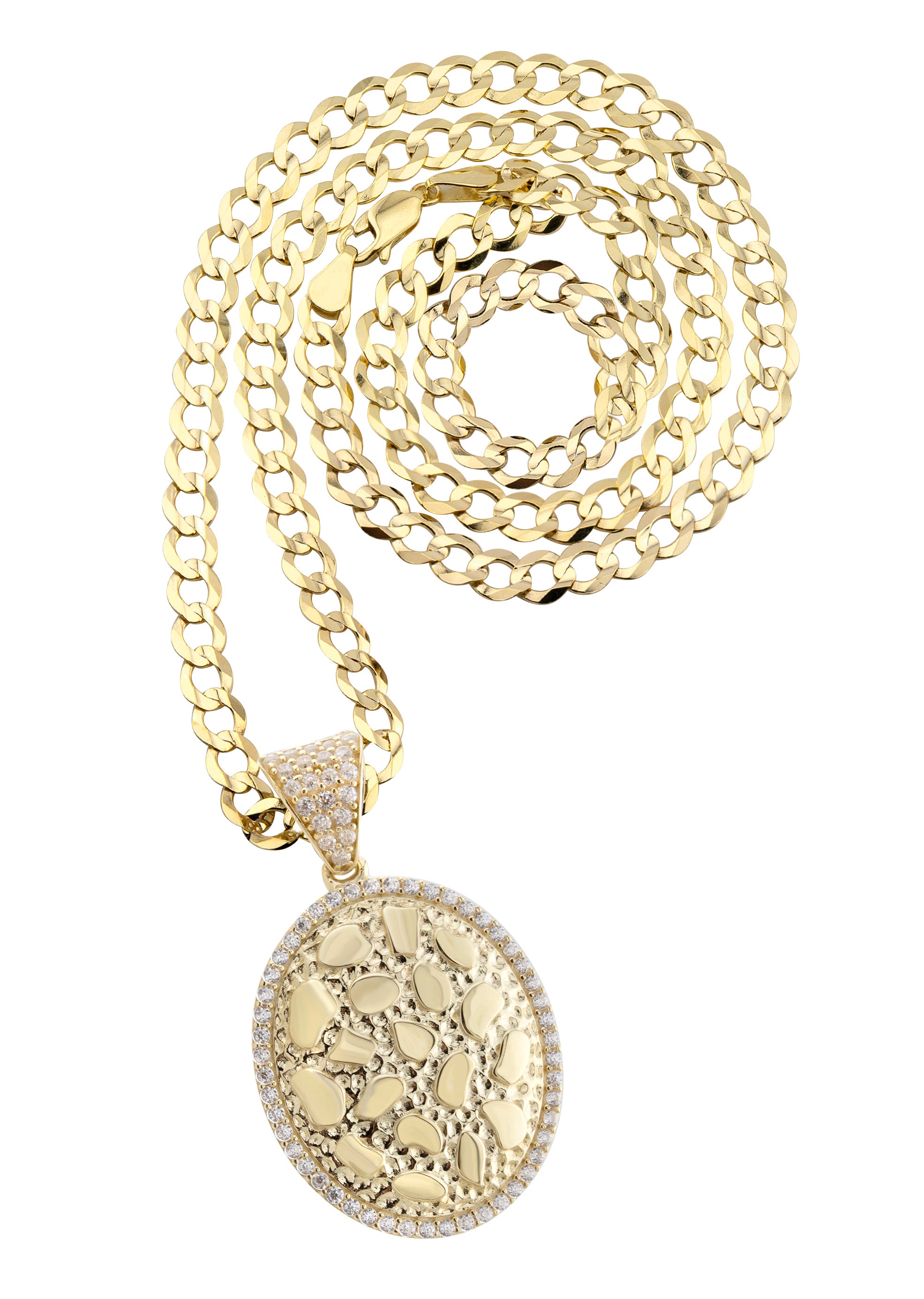 10K Yellow Gold Oval Nugget Necklace - 3.3 Inch Length, 17.3 Grams | Elegant Dainty Chain for Women, Perfect for Everyday Wear, Gifts & Special Occasions