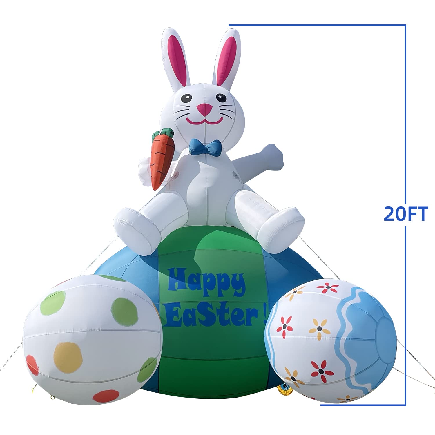**20FT Giant Inflatable Easter Bunny with 3 Eggs & Blower - Outdoor Yard Decor for Easter, Spring Parties, and Business Promotions**