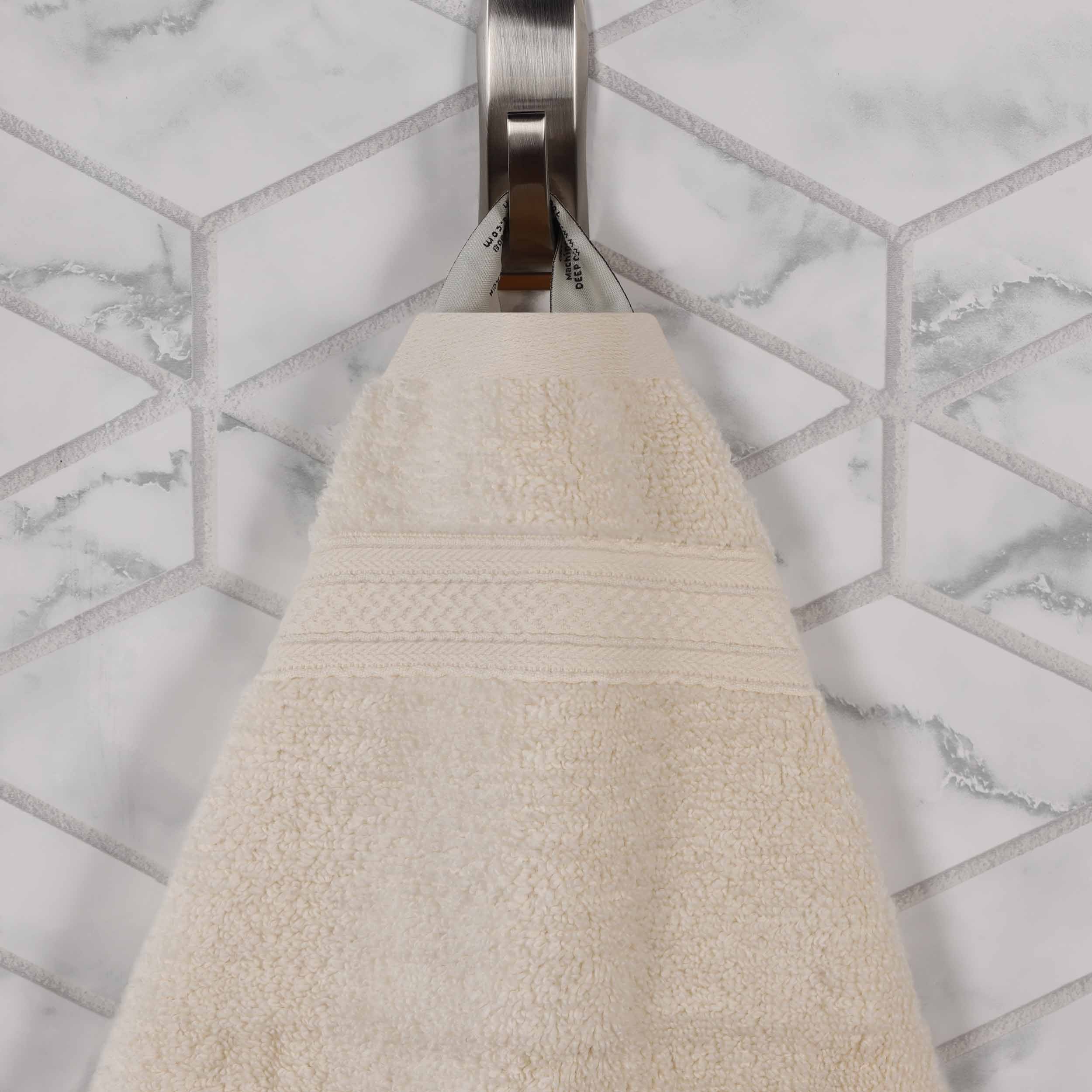 Premium 100% Zero Twist Cotton Hand Towels - Set of 6 | Soft & Absorbent Solid & Jacquard Chevron Design | Perfect for Bathroom, Kitchen & Guest Use