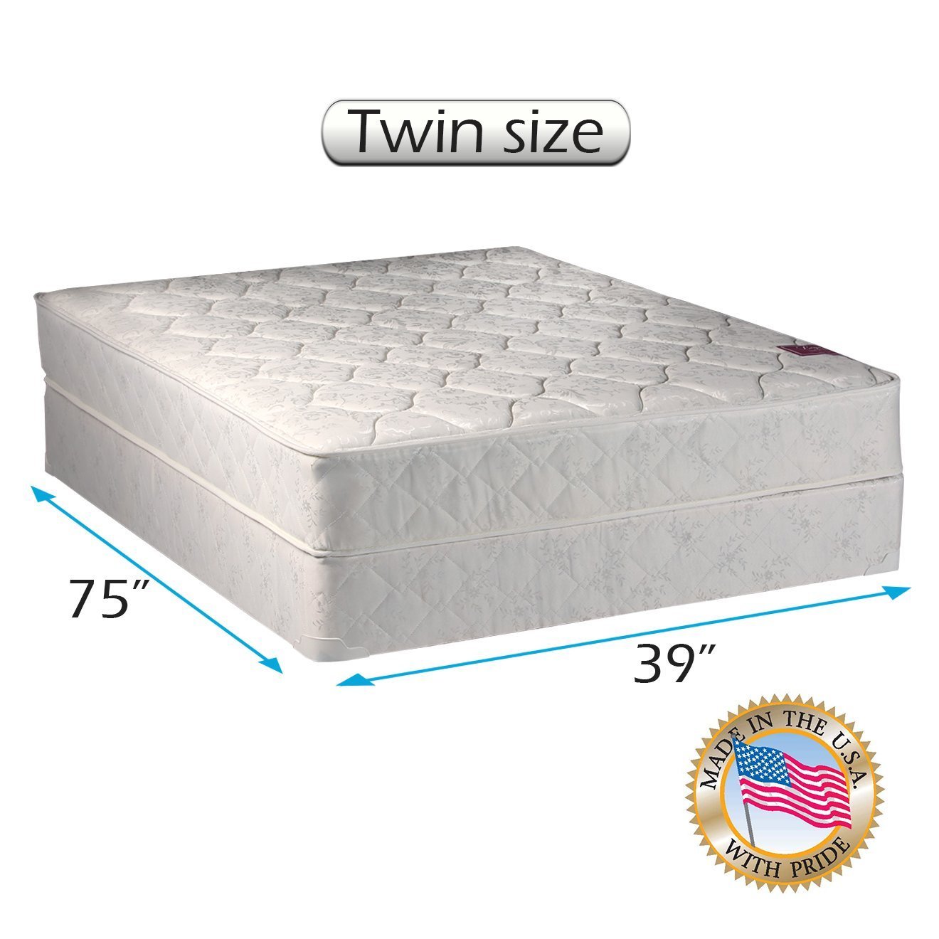 Dream Solutions USA Dream Sleep Legacy 1-Sided Orthopedic Mattress Set with Mattress Protector - Premium Foam for Spine Support, Long-Lasting Comfort (Twin 39