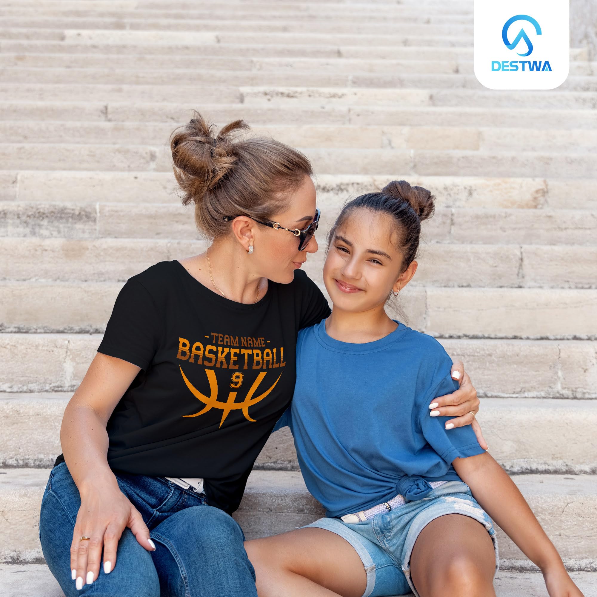 Custom Basketball Mom Shirts for Women - Personalized Team Name & Number Jersey - Perfect for Game Days, Team Events & Basketball Mom Gifts
