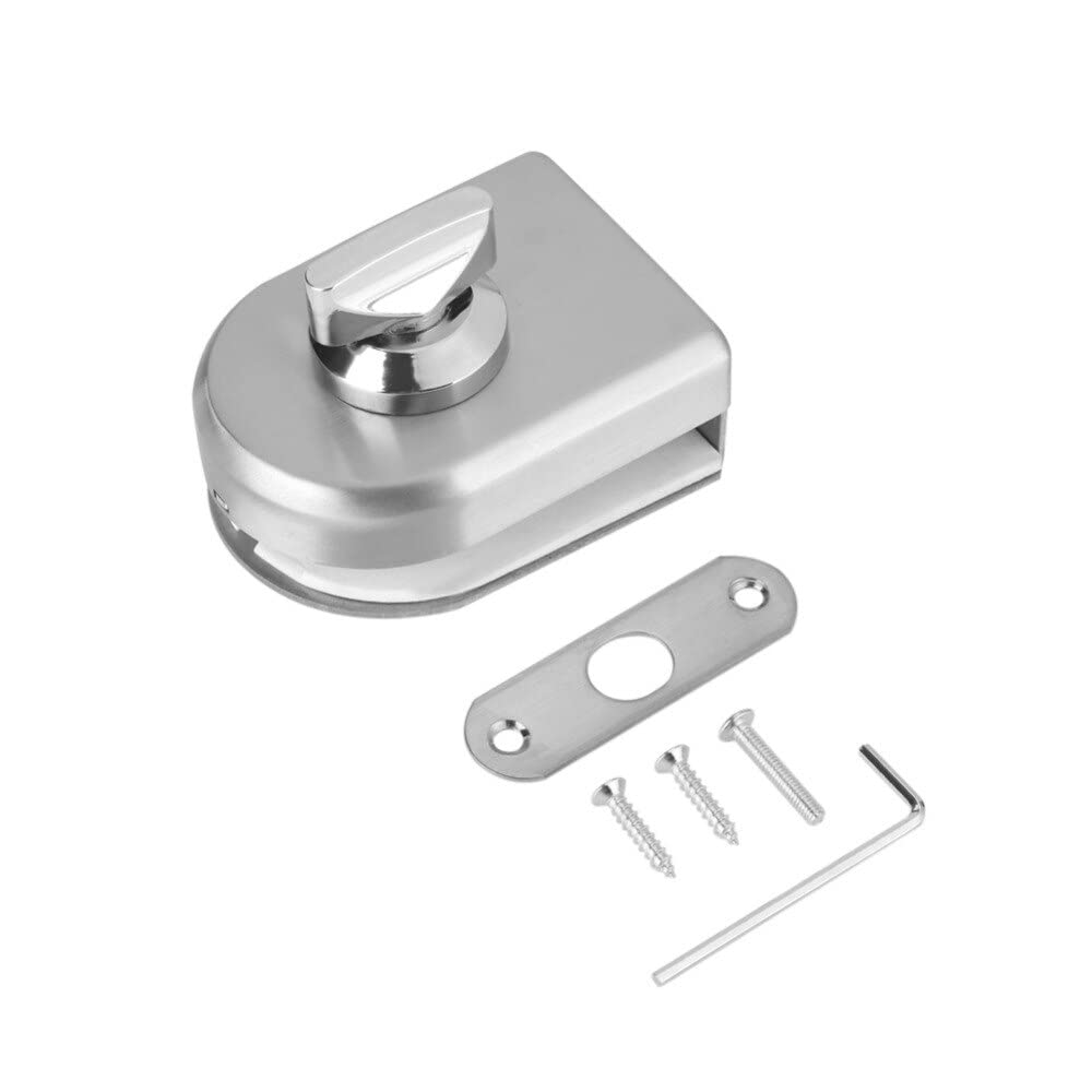 10-12mm Stainless Steel Glass Door Lock Latch with Rotary Knob - Secure Open/Close Mechanism for Home, Hotel & Bathroom Doors - Durable Door Hardware for Sliding Glass Doors, Shower Enclosures & Cabinet Security
