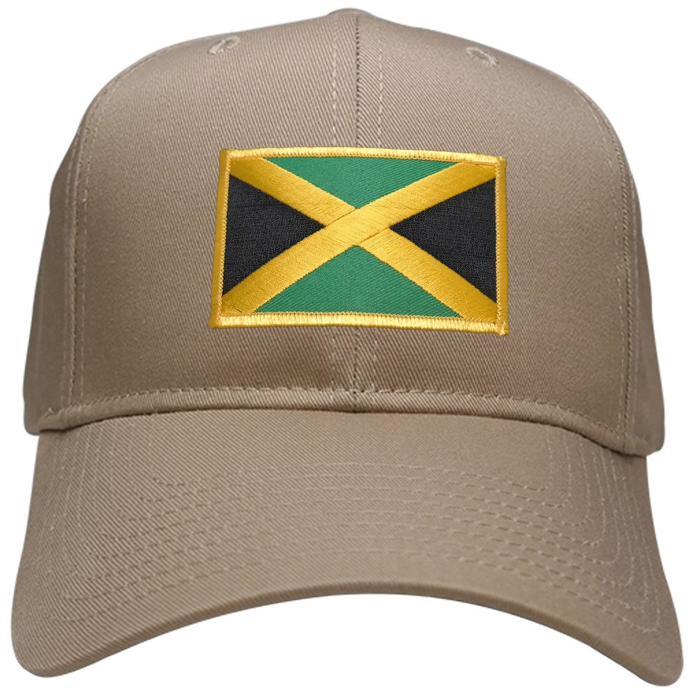 Jamaica Embroidered Flag Iron-On Patch with Gold Border - Snapback Baseball Cap for Men & Women - Perfect for Sports, Streetwear & Patriotic Fashion