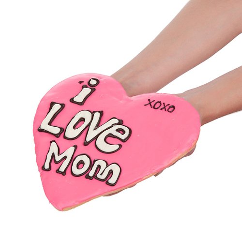 Giant Heart Cookies for Mother's Day - 'I Love Mom' Decorated Sugar Cookies - Perfect for Gifts, Celebrations & Family Gatherings