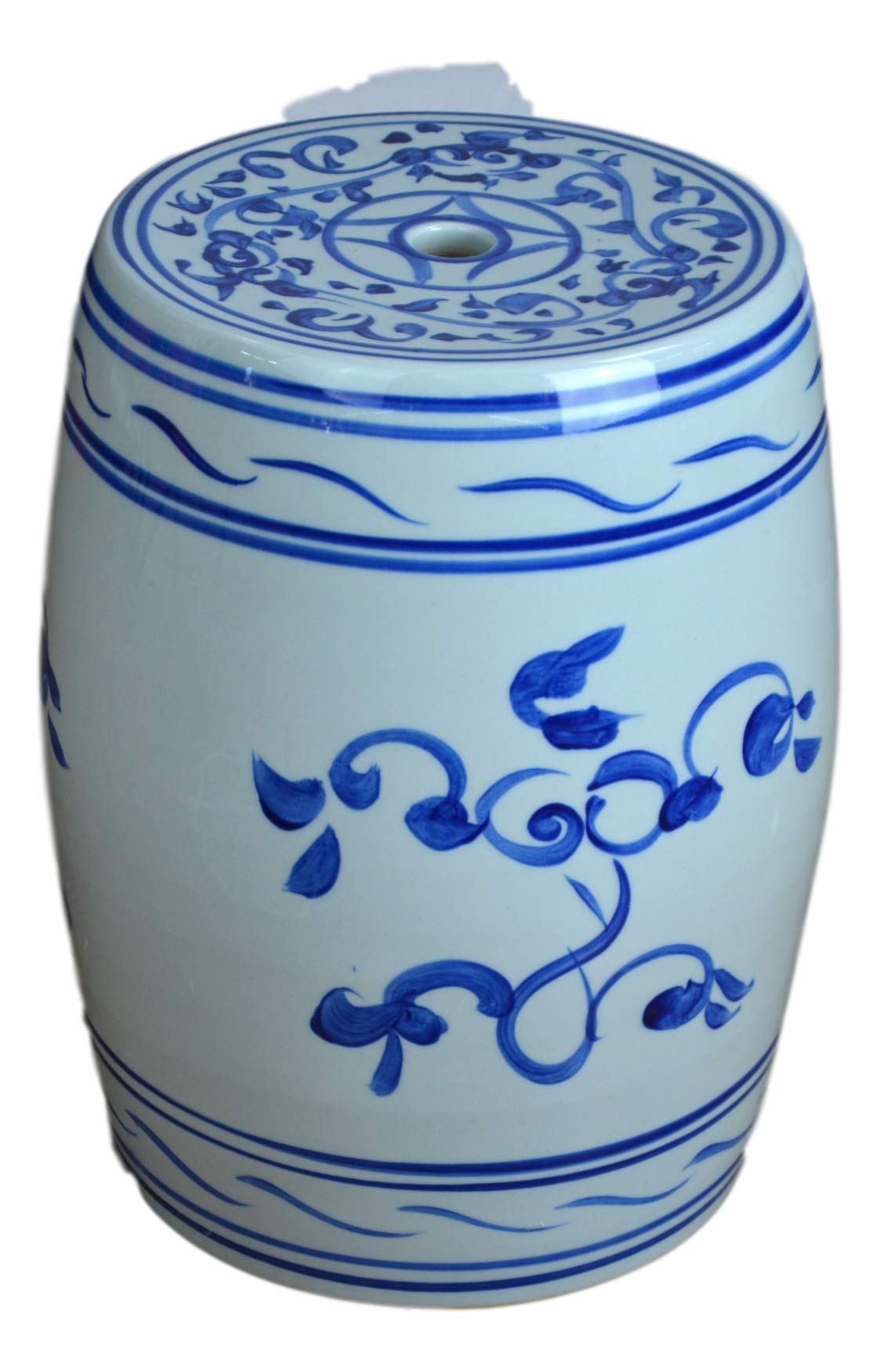 Festcool Porcelain Ceramic Stool Pot Stand - Blue and White Handcrafted Side Table for Living Room, Bedroom & Outdoor Decor | Multi-Purpose End Table for Plants, Books & Coffee Cups