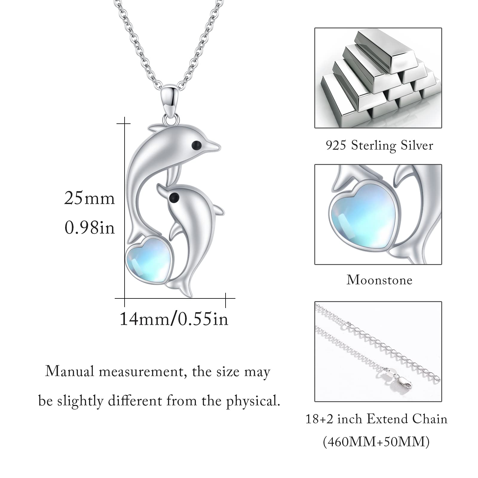 925 Sterling Silver Dolphin Pendant Necklace for Women - Elegant Mother's Day Gift, Birthday Present & Everyday Jewelry - Perfect for Beach, Ocean & Nature Lovers