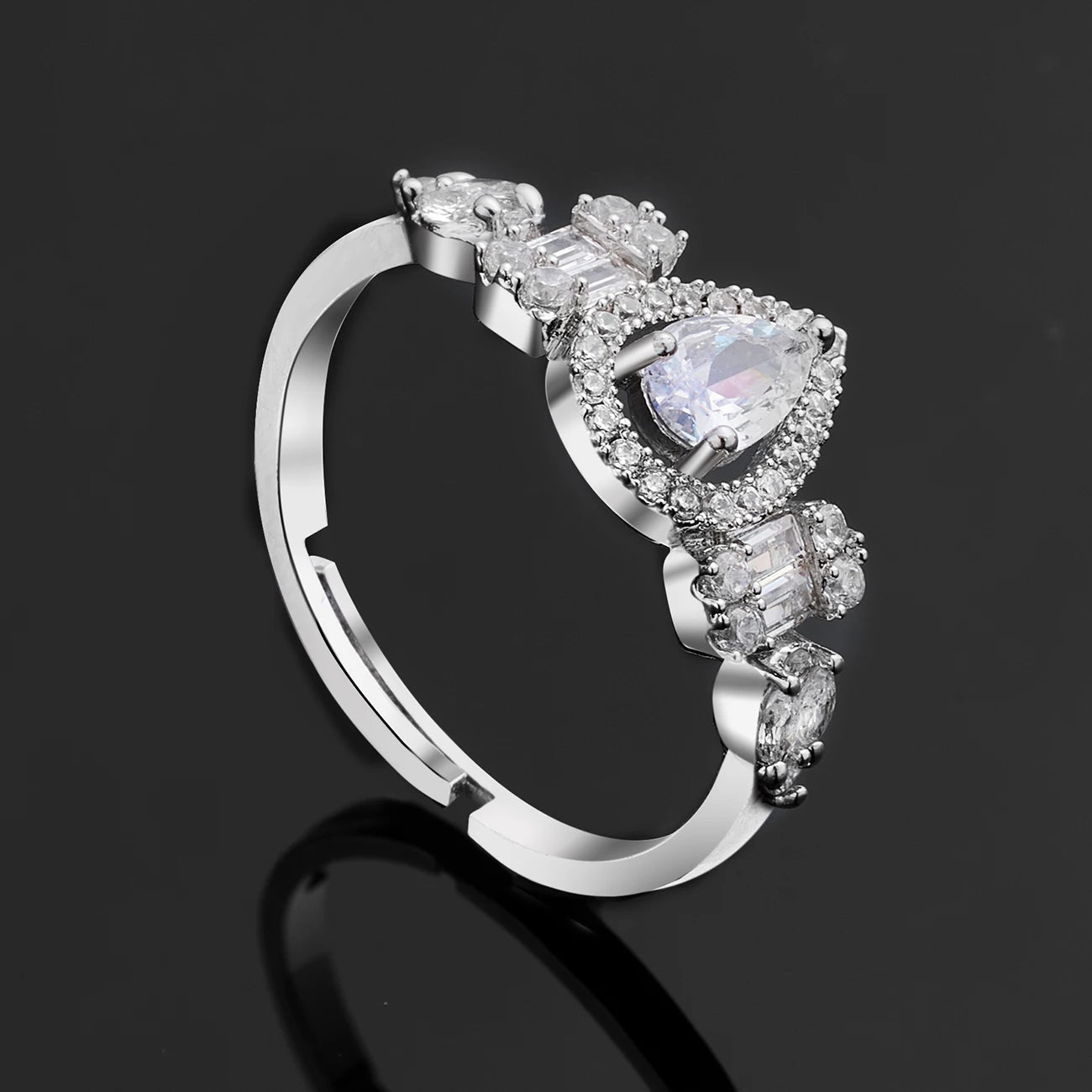 4 Piece Cubic Zirconia Bridal Wedding Jewelry Set with Crystal Accents - Elegant Necklace, Earrings, Bracelet & Ring for Brides, Bridesmaids & Formal Occasions