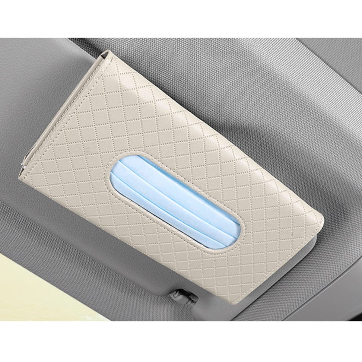 Black PU Leather Car Sun Visor Tissue Holder - Hanging Tissue Clip & Napkin Storage Box for Vehicles | Car Accessories for Road Trips & Daily Commutes