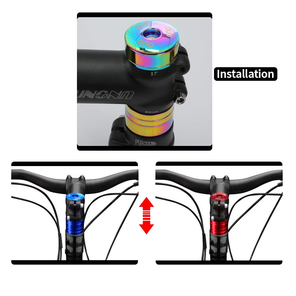 1 1/8 Inch Bicycle Headset Spacer Kit - 28.6mm Stem Top Cap with 2mm & 10mm Spacers, Headset Nut and Installation Screws - Perfect for MTB, Road Bike and BMX Upgrades
