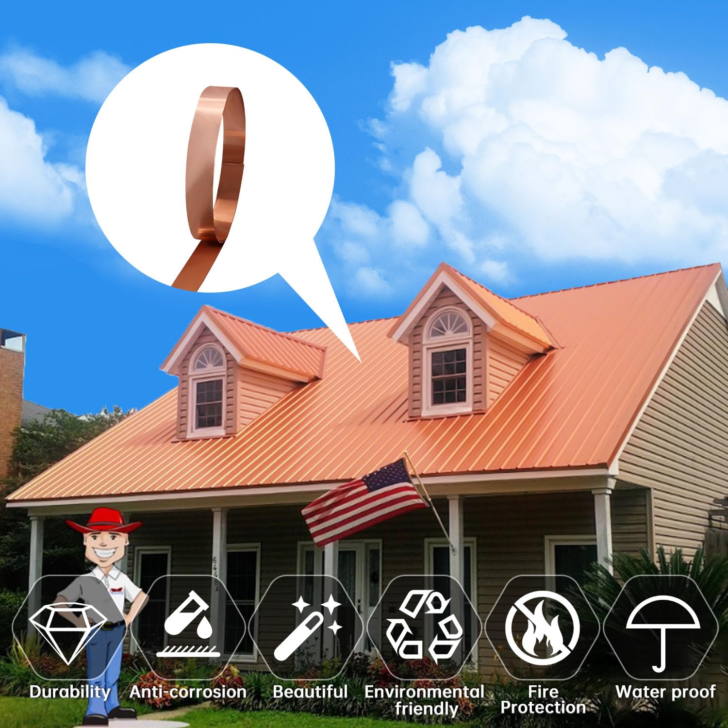 Premium Copper Sheet Roll 1000x30x1mm (LxWxT) - Heavy Duty Copper Flashing for Roofing, Gutters & DIY Projects | Ideal for Home Repair, Metal Crafting & Weatherproofing