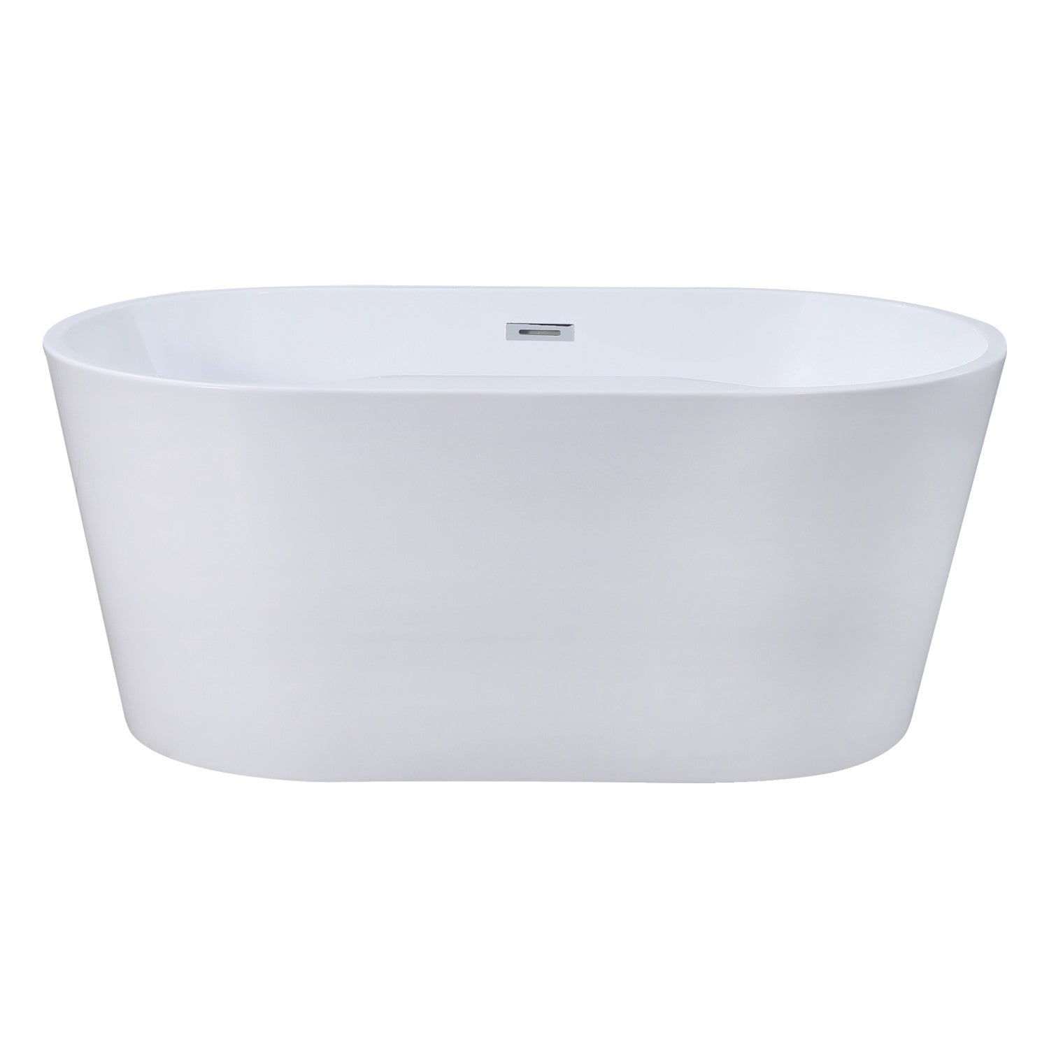 Aqua Eden 56 Inch Acrylic Oval Freestanding Bathtub - Glossy White Double Ended Soaking Tub with Drain | Luxury Bathroom Upgrade for Spa-Like Relaxation