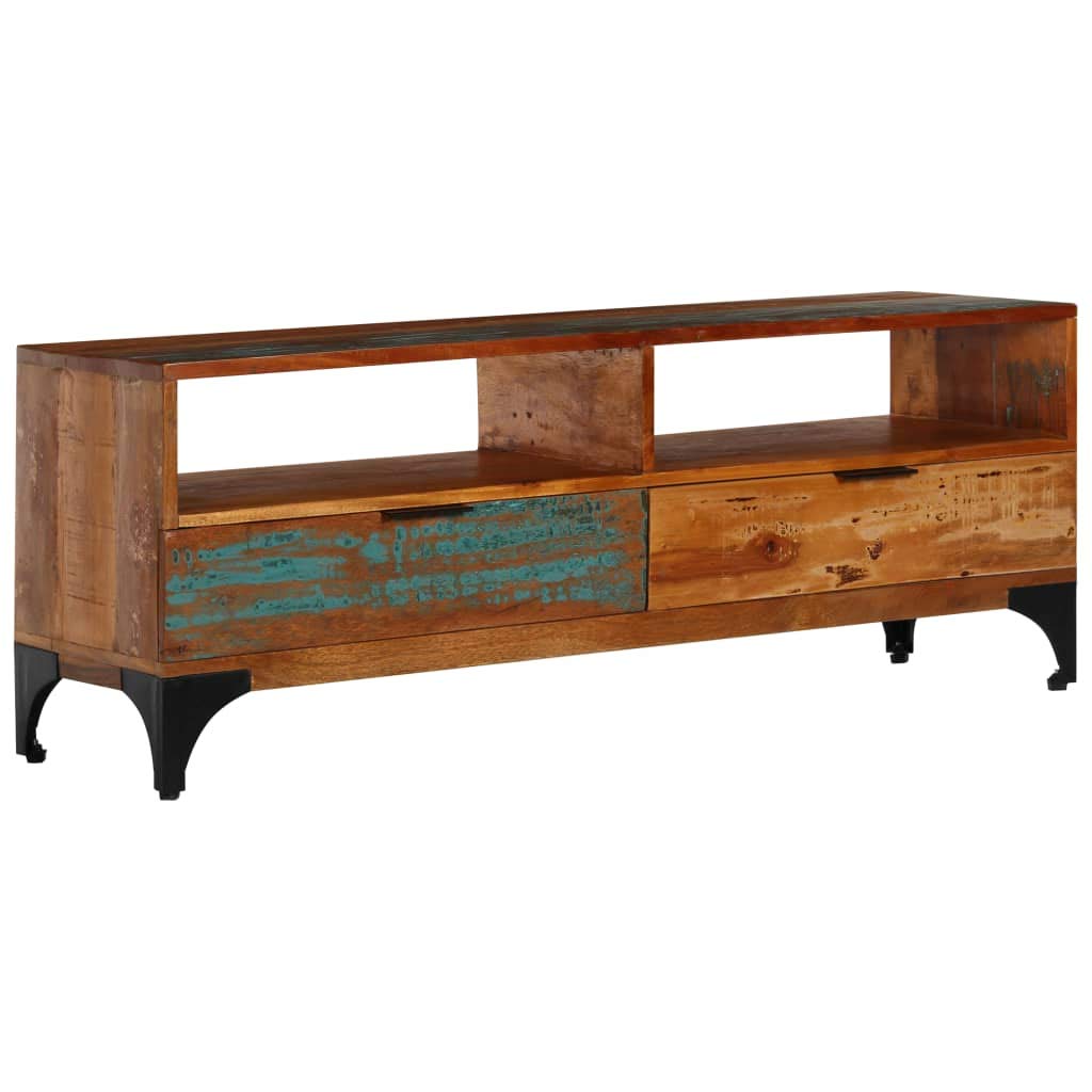 Vintage Reclaimed Wood TV Stand with 2 Drawers & 2 Compartments - 46.5
