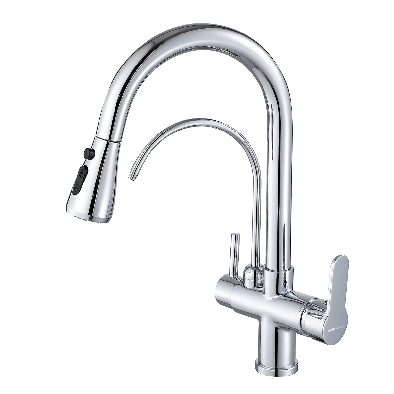 Modern 2-Handle Kitchen Faucet with Pull Down Sprayer - High Arc Lead-Free Brass for Drinking & RO Water - Perfect for Home Kitchen Sinks
