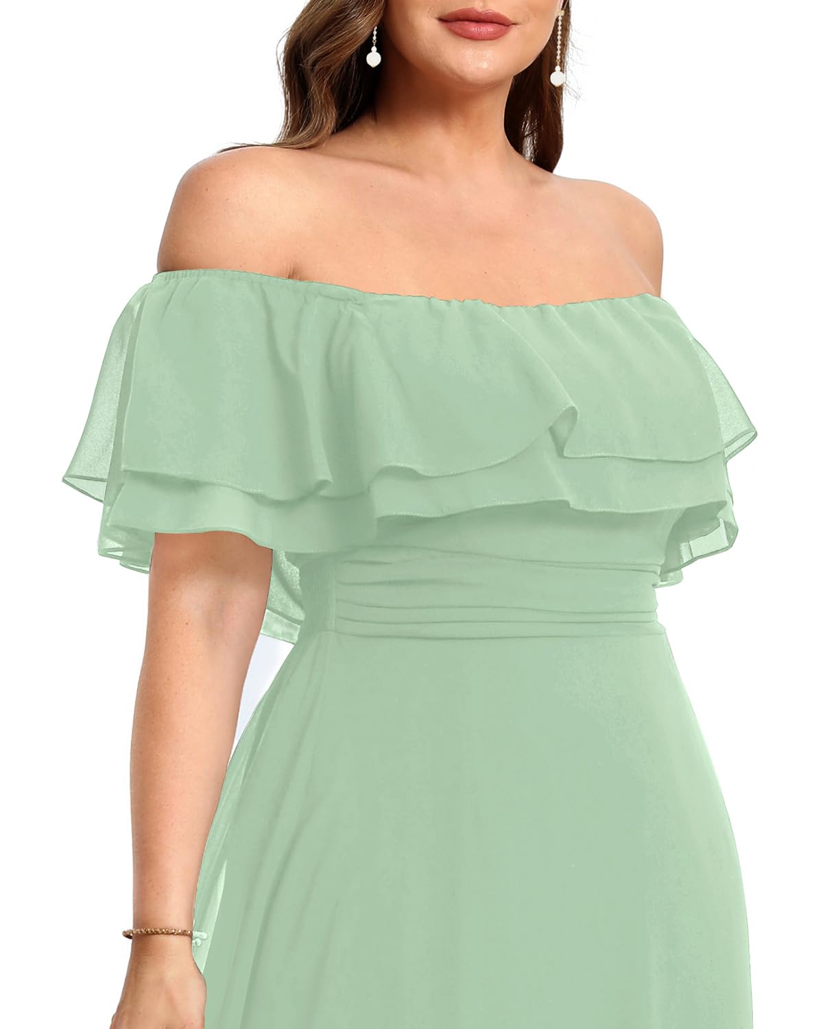 Pinup Fashion Women's Plus Size Off-The-Shoulder Chiffon Bridesmaid Dresses for Wedding Formal Maxi Gowns - Perfect for Weddings, Parties & Special Occasions