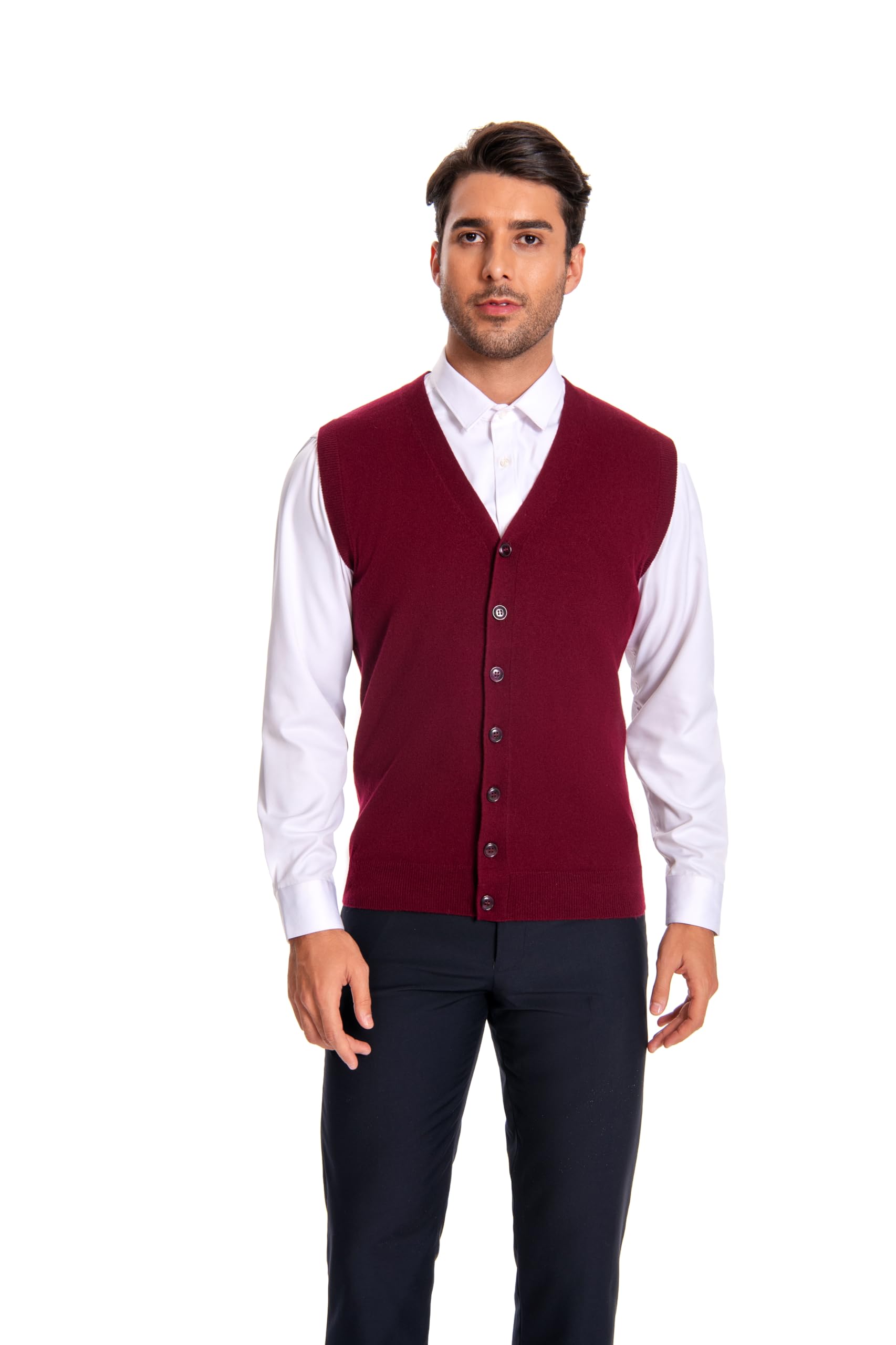 100% Pure Cashmere Men's V-Neck Vest - Soft & Warm Winter Layering for Office & Outdoor Activities