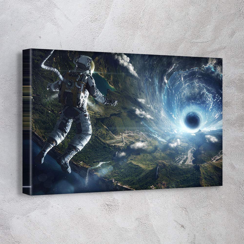 NASA Space Planets Astronomy Solar System Canvas Wall Art Print - 36x24 Inches Gallery Wrapped, Astronaut Space Decor - Made in USA | Perfect for Office, Living Room, Bedroom & Classroom Decor