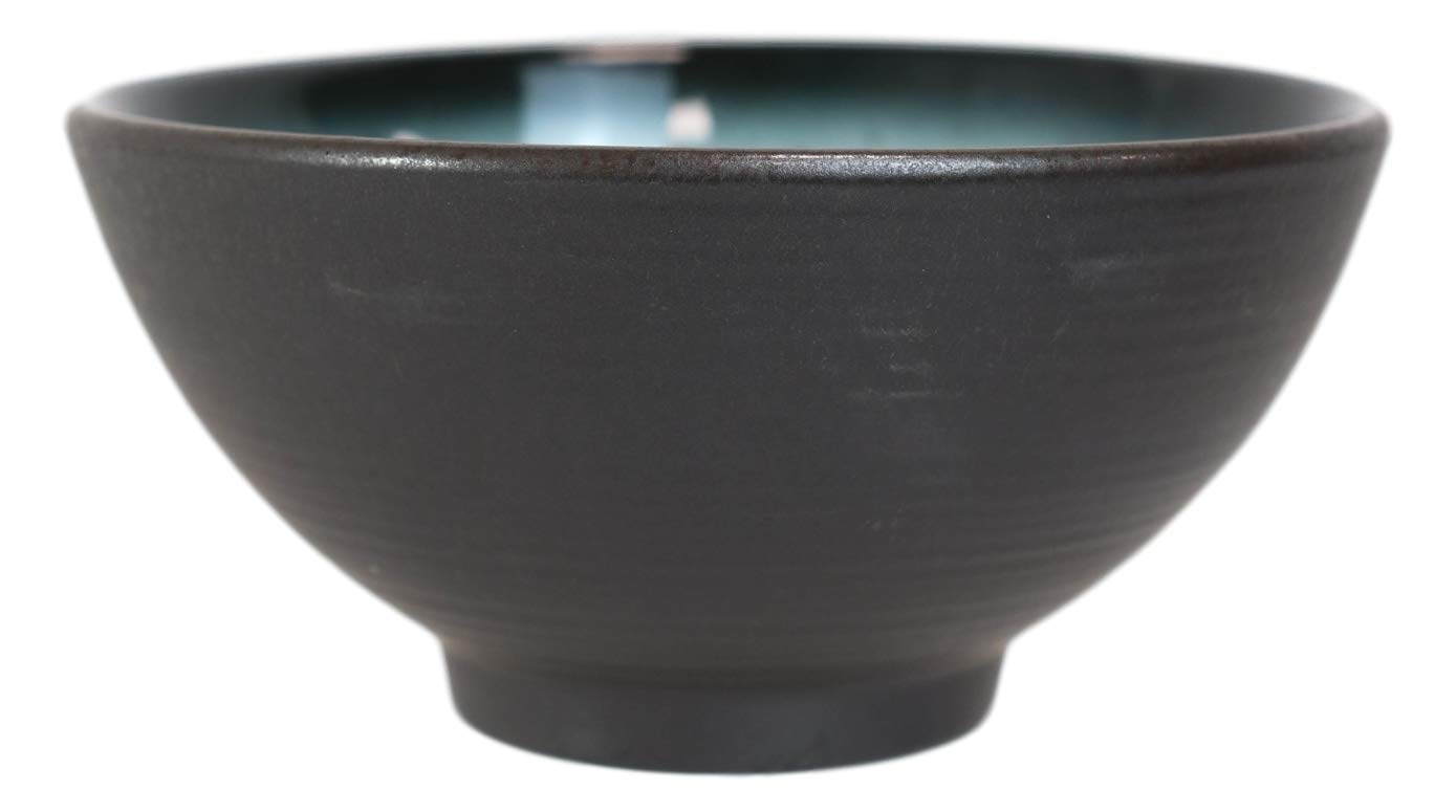 **Ebros Gift Porcelain Serveware Set - 6-Pack Artistic Ocean Zen Aquamarine Black Gradient Textured Bowls (10oz) - Perfect for Appetizers, Soup, Dessert & Rice - Ideal for Restaurants, Home Dining & Gifts**