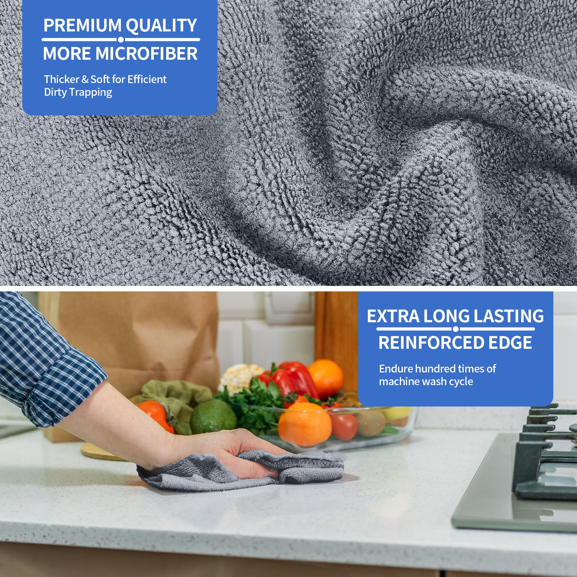 Premium Microfiber Cleaning Cloth 8-Pack, 12.6x12.6