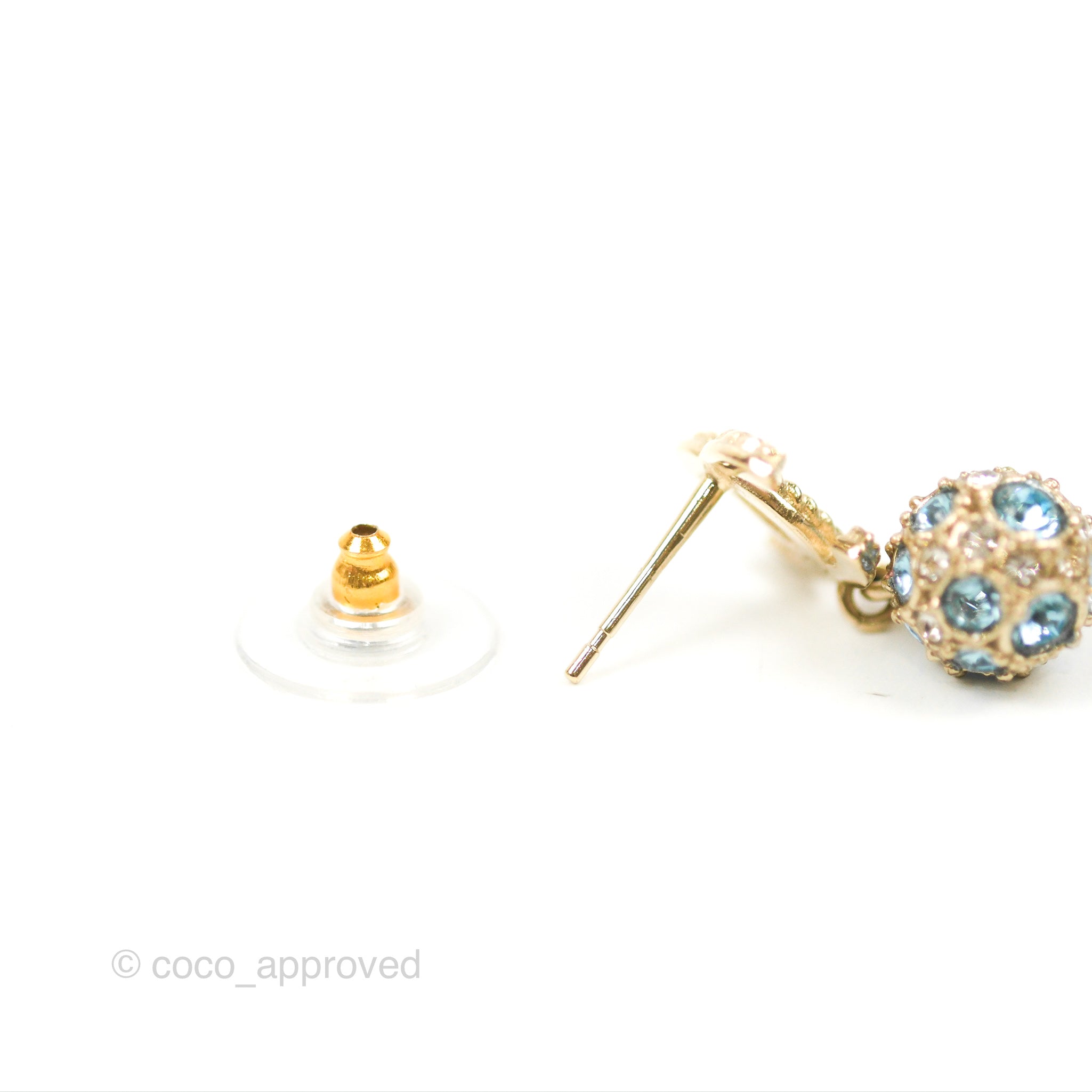 Chanel CC Blue Crystal Drop Earrings - Gold Tone 20V Fashion Jewelry for Women | Perfect for Parties, Weddings & Special Occasions