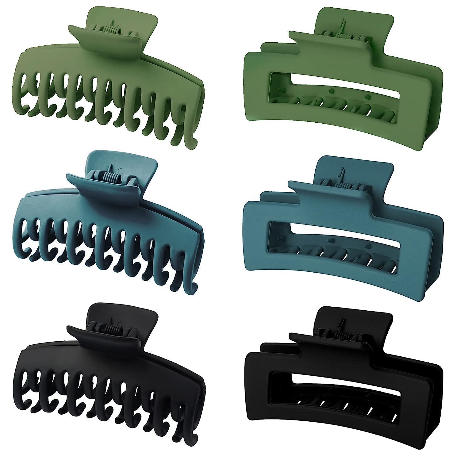 Shidara Large Hair Claw Clips for Women - 6 Piece Set in Neutral & Multicolor Shades | Perfect for Ponytails, Buns & Everyday Hairstyles