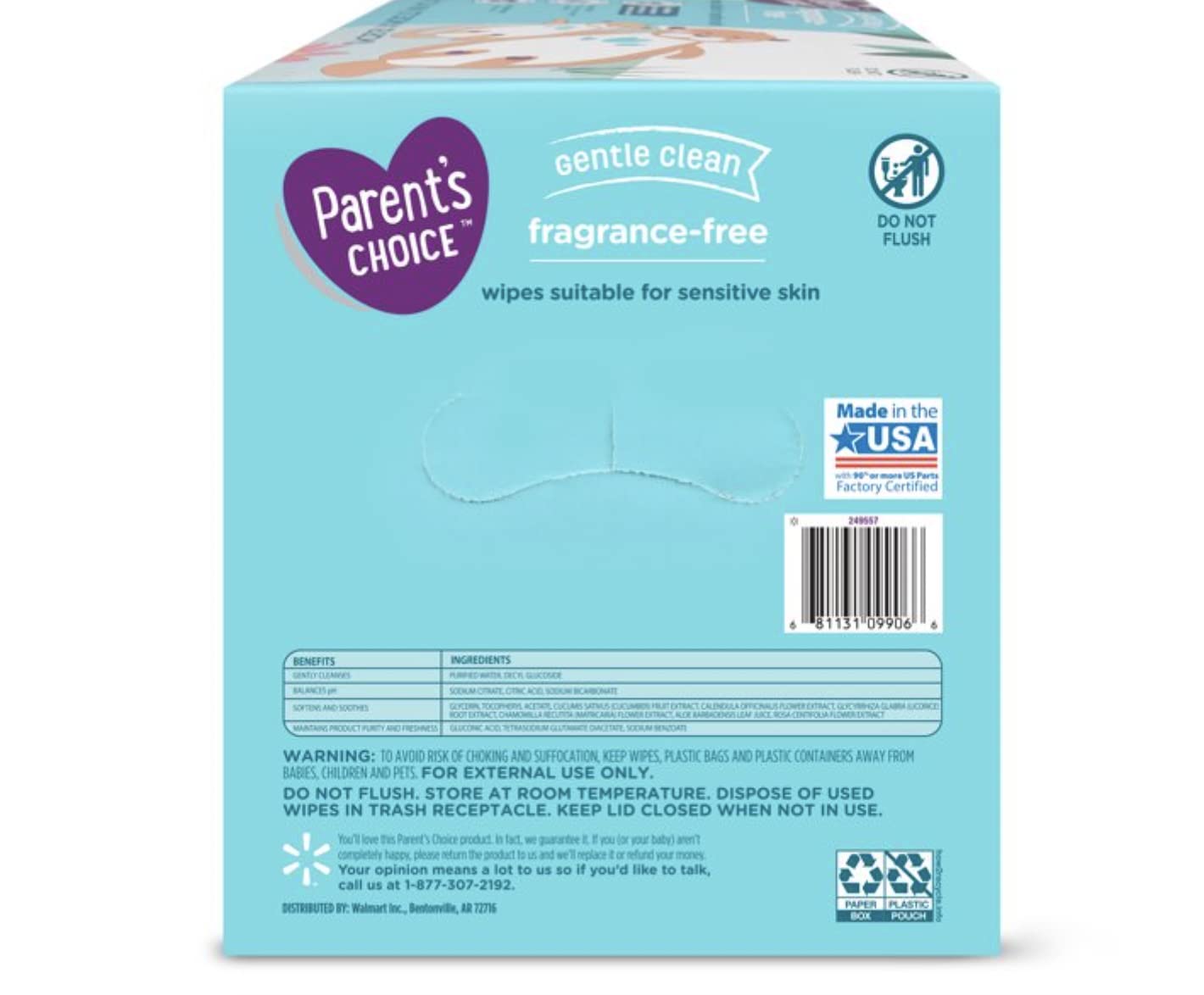 Parent's Choice Fragrance Free Baby Wipes - 500 Count (5 Packs of 100) | Hypoallergenic & Gentle for Sensitive Skin | Perfect for Diaper Changes, On-the-Go Cleaning & Baby Care Essentials