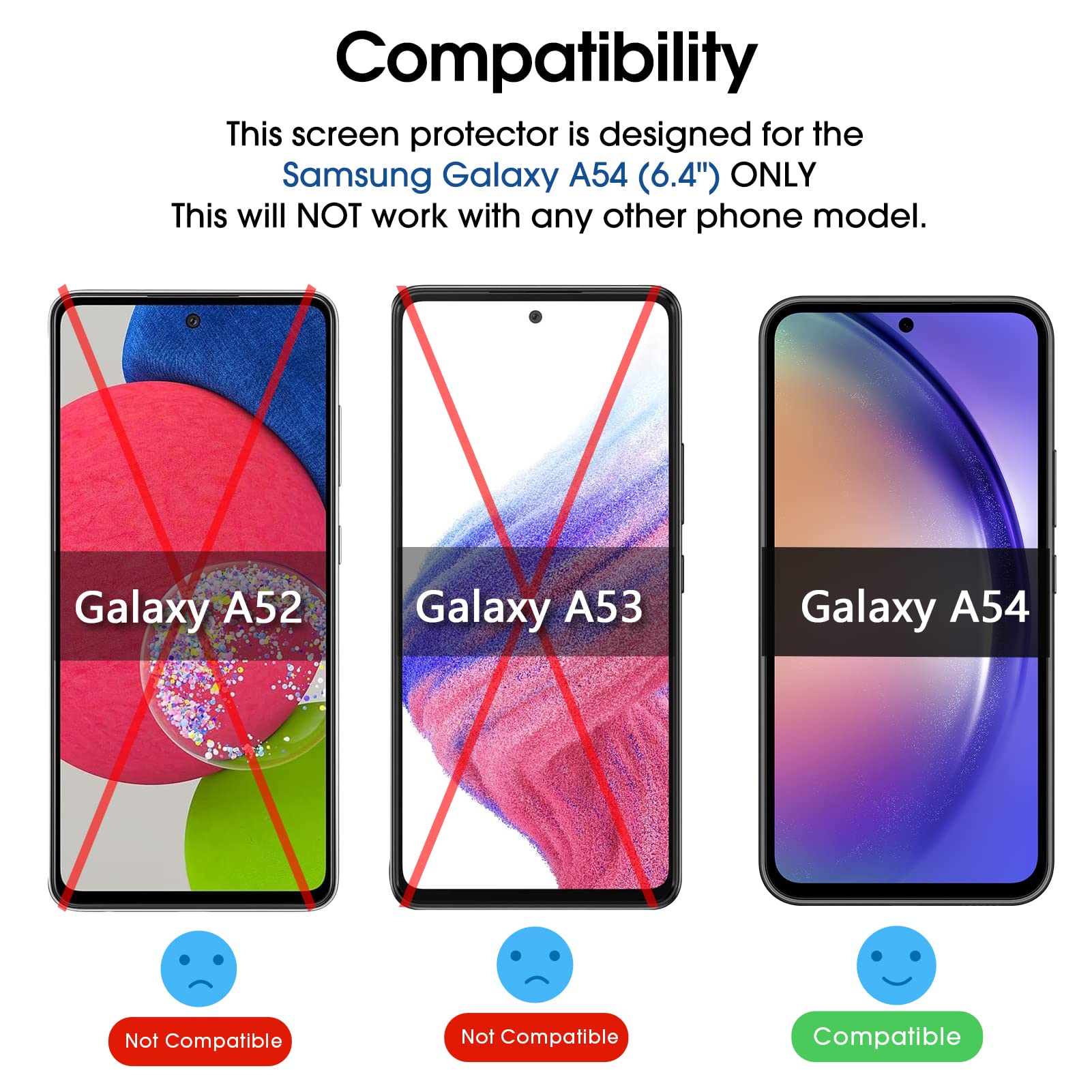 amFilm 3+1 Pack Tempered Glass Screen Protector for Samsung Galaxy A54 5G 6.4