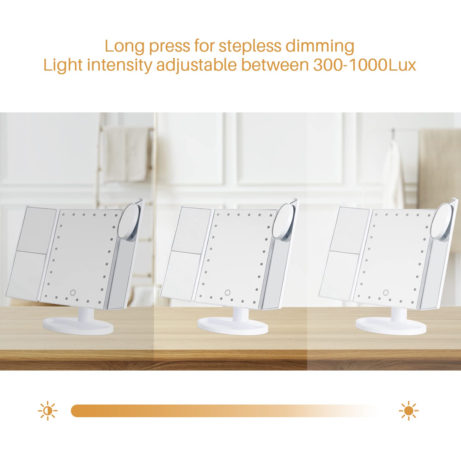24W Super Bright LED Desk Lamp with Clamp - Adjustable Makeup Vanity Mirror with Dimmable Lights for Home Office, Study, Dressing Table & Beauty Salon