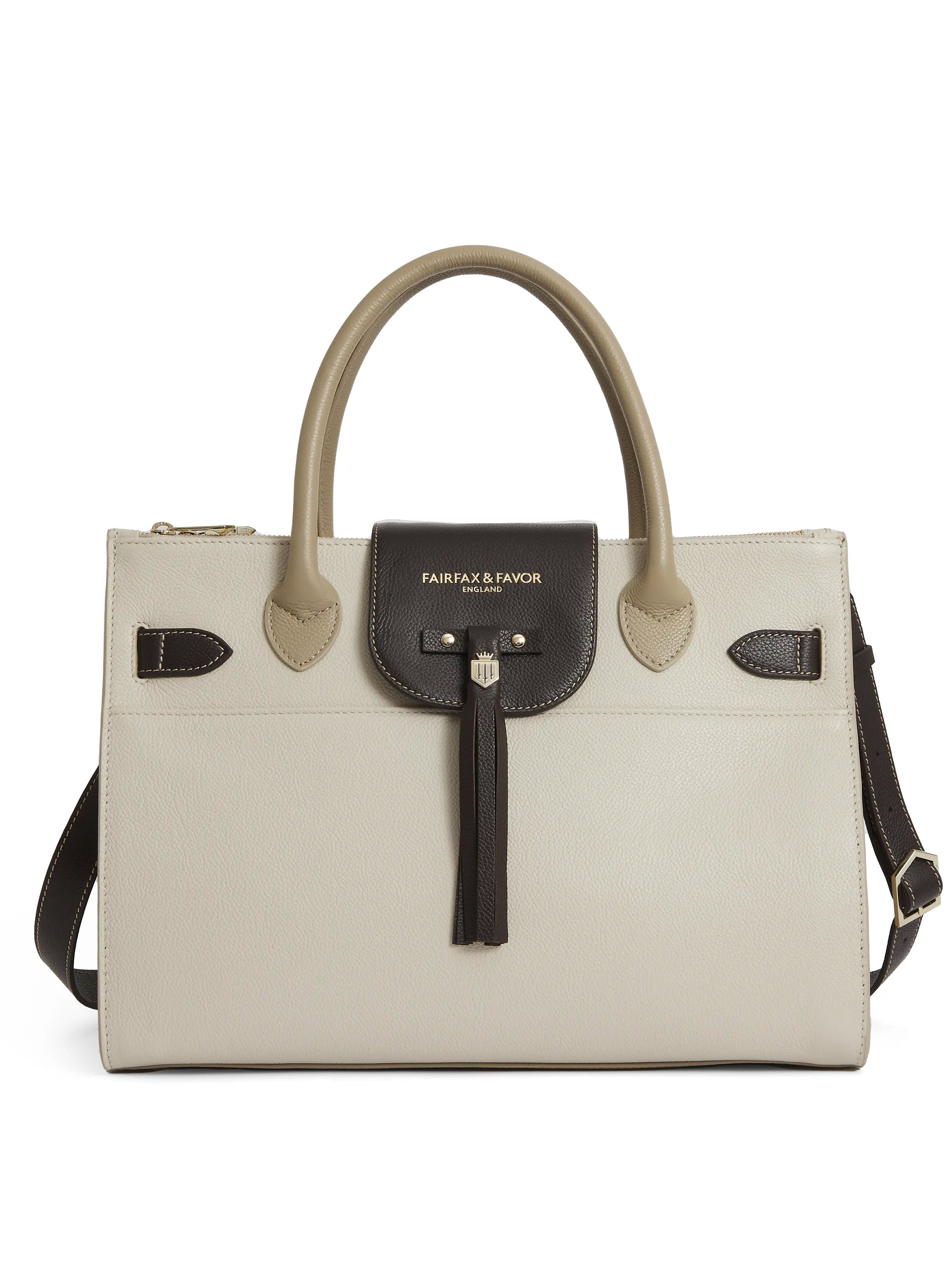 Windsor Work Bag - Neutral Tri-Color Leather Tote for Women | Professional Office Bag, Business Commute & Travel Accessory