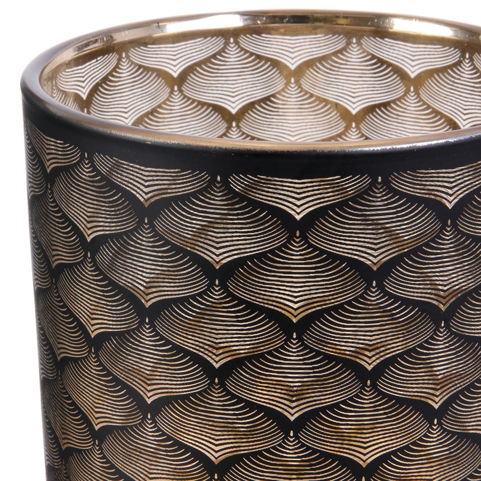 HD9026 Aster Decorative Glass Vase - 20cm Black & Copper Modern Home Decor (12x12x20cm) - Perfect for Centerpieces, Wedding Decor & Living Room Accents