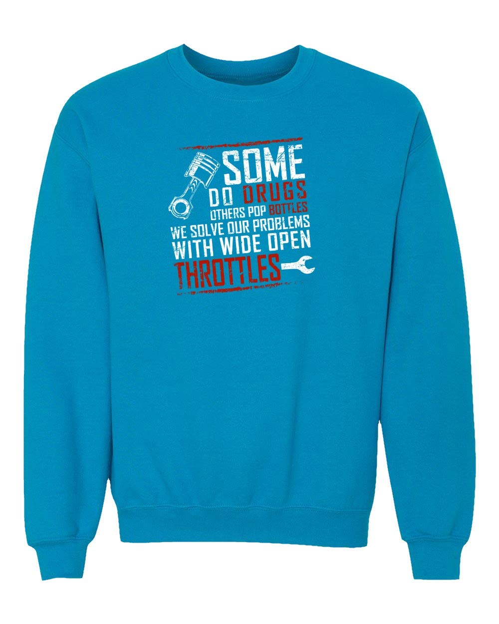 Spark Apparel Funny Slogan Crewneck Sweater - 'Some Do Drugs Others Pop Bottles' Graphic Pullover for Men & Women | Casual Streetwear, Party Outfit, Gift Idea