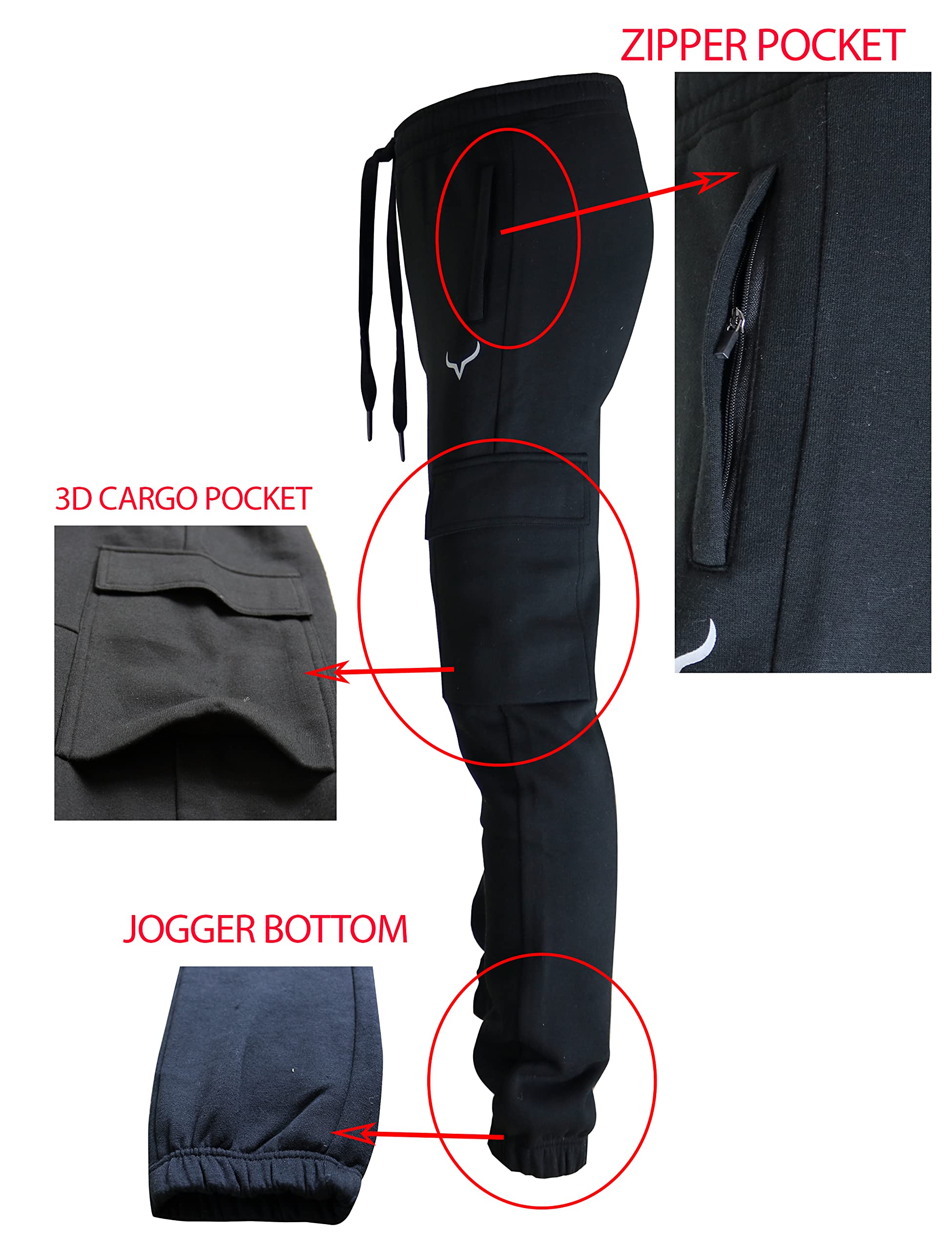 SCREENSHOT Men's Premium Slim Fleece Jogger Pants with Zipper Pockets - Athletic Workout Gym Sweatpants for Running, Yoga & Lounge Wear