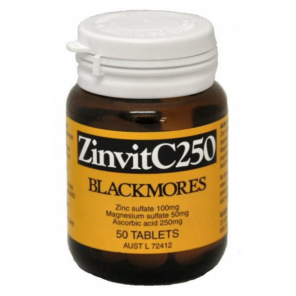 Blackmores Zinvit C 250 - High Strength Vitamin C Supplement for Immune Support & Antioxidant Protection - Ideal for Daily Wellness & Cold Prevention