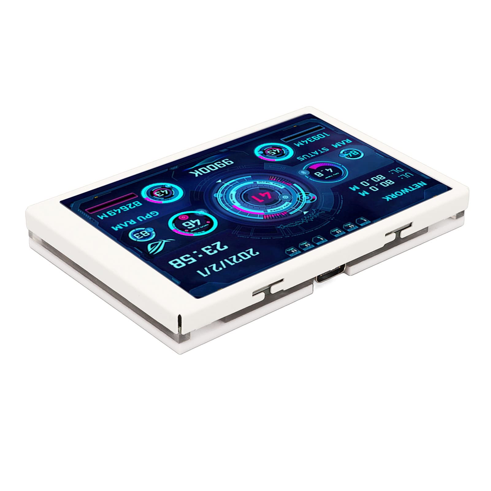 Jectse 3.5 Inch IPS Computer Temperature Monitor - USB C Auto Off Rotatable PC Data Display for CPU RAM GPU Usage - Full View HD Screen (White Kit) - Perfect for Gaming Rigs, Workstations & Home Office Setups