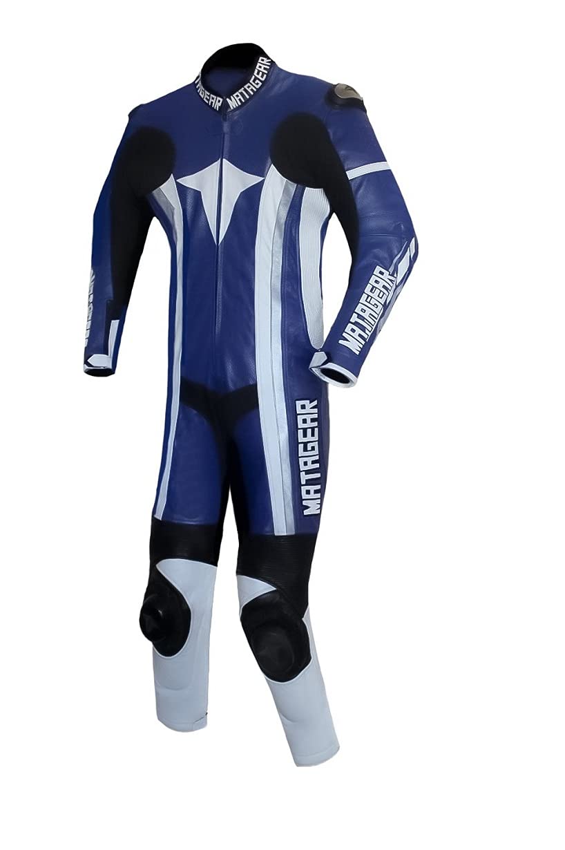 CE Approved Ballistic One Piece Leather Motorcycle Racing Suit - Blue Track Racing Suit for Men (Size 2XL) | High Protection Gear for Track Days & Professional Racing