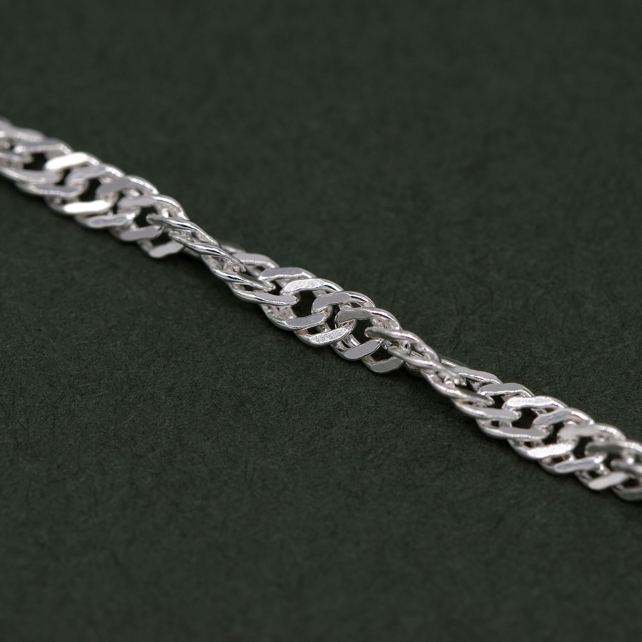 Genuine 925 Sterling Silver 2.4mm Twisted Curb Singapore Chain Anklet (10