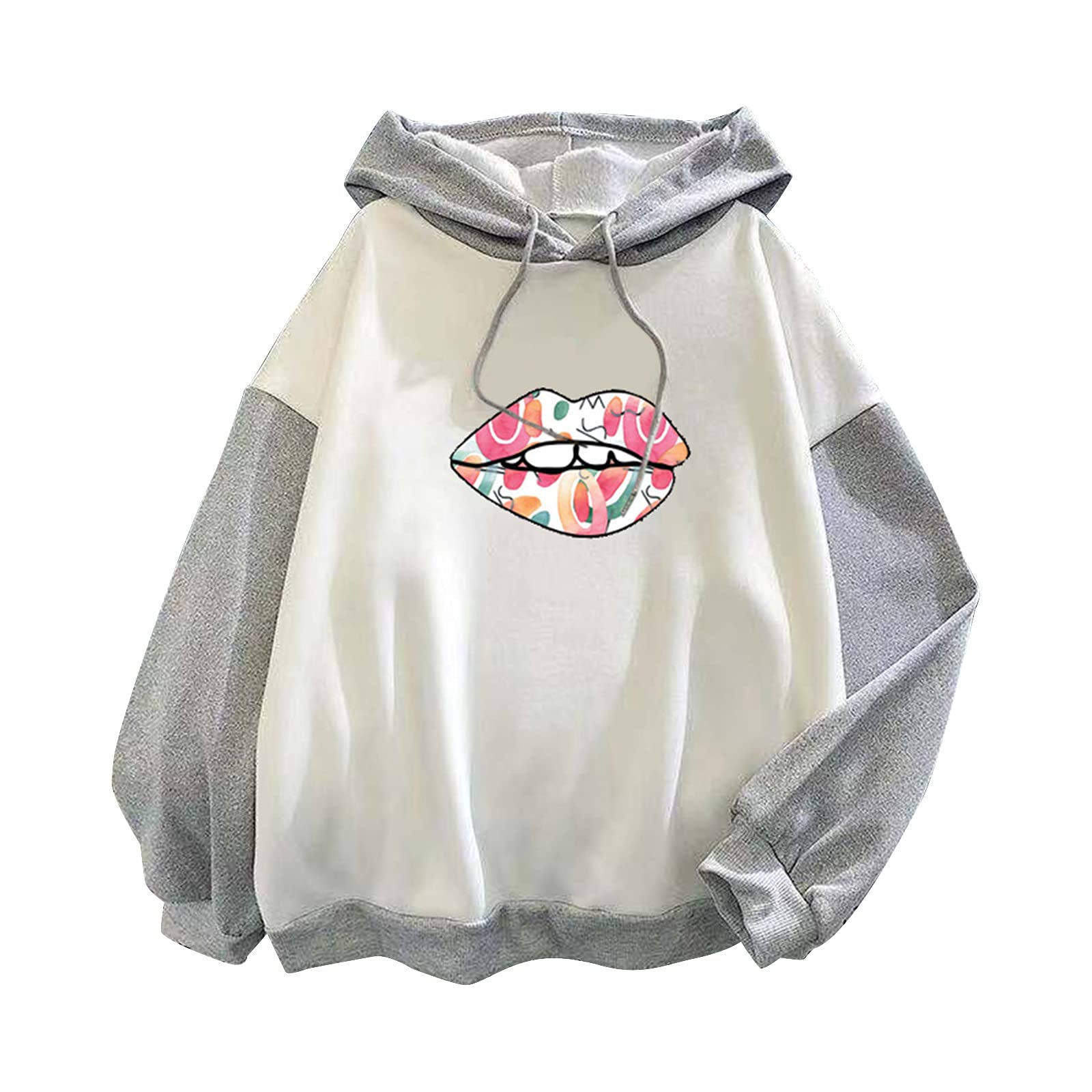 Women's Graphic Print Hoodie with Drawstring & Pockets - Long Sleeve Loose Fit Pullover Sweatshirt - Casual Streetwear for Everyday Wear