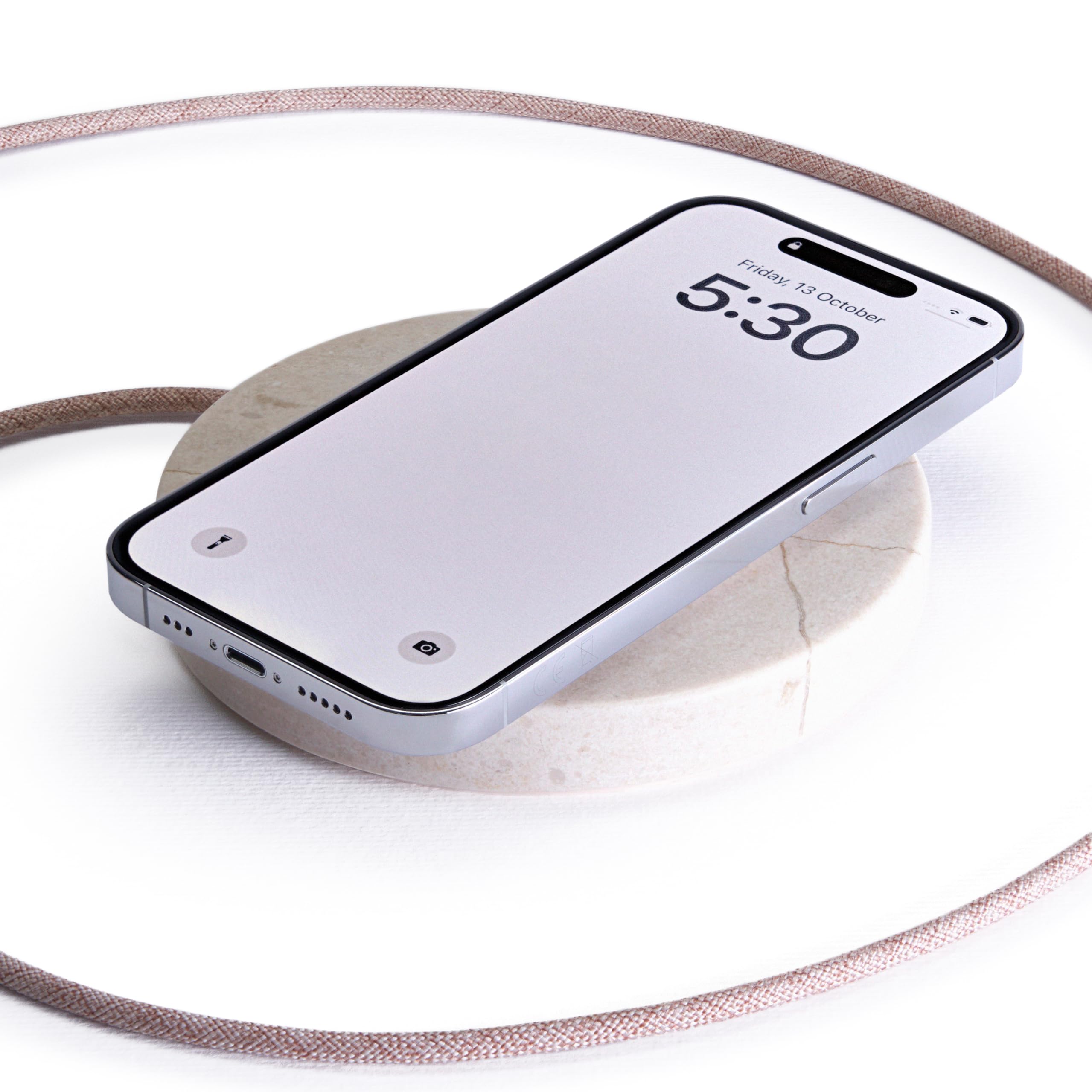 Einova Classic Stone Marble Wireless Charger Pad | 6 ft USB-C Cable | Fast Charging for iPhone, Samsung, AirPods, Smartwatches | Italian Design | Cream Marble Finish | Perfect for Office, Bedside & Travel