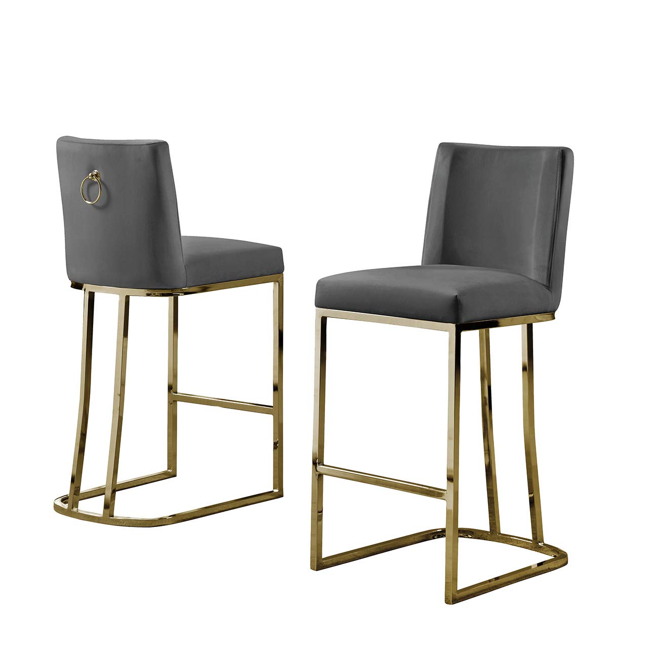 Premium Counter Height Bar Stools - Gray Upholstered Dining Chairs for Kitchen Island, Breakfast Nook & Home Bar - Comfortable & Durable Counter Stools for Adults
